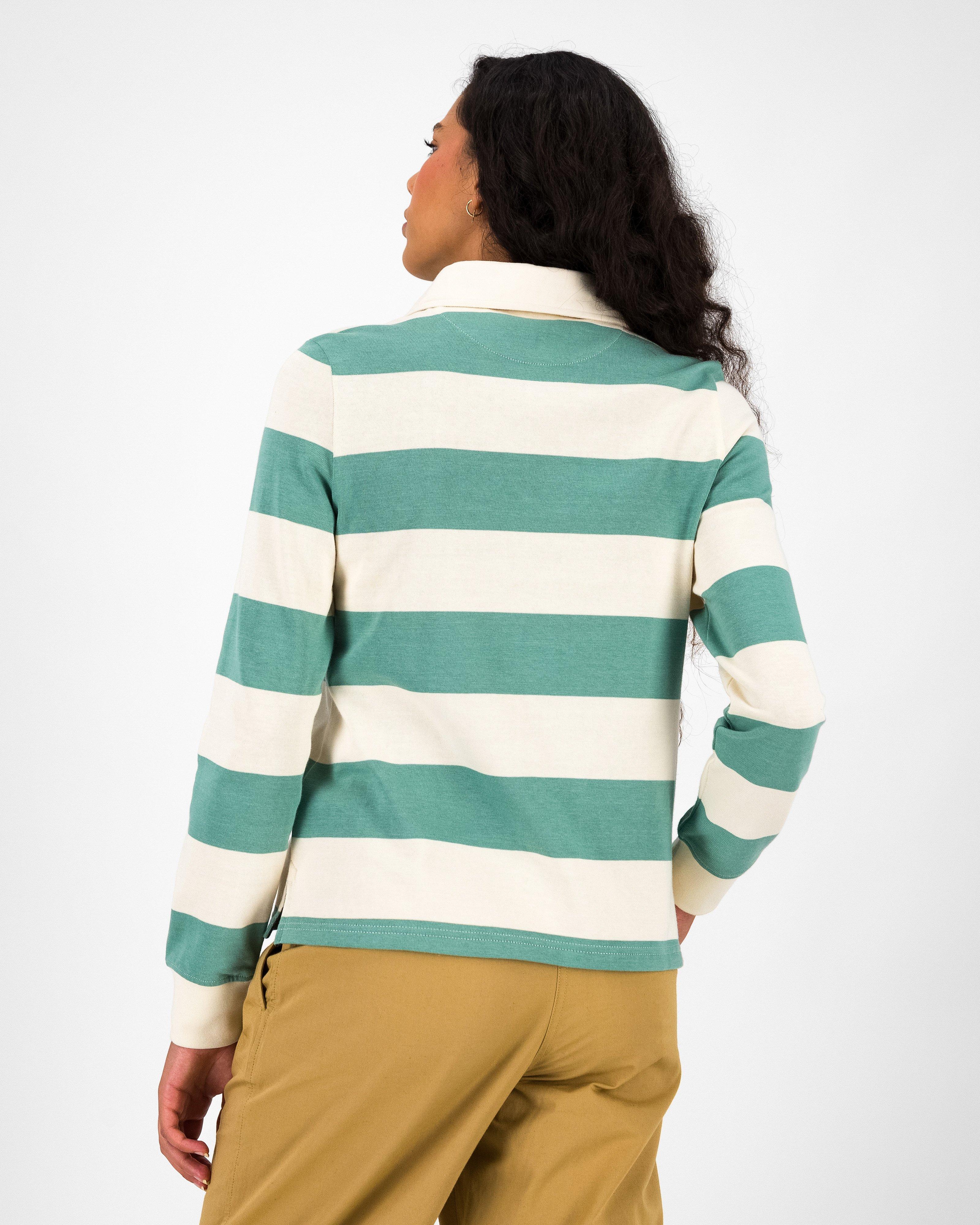 Women’s Carline Stripe Rugby Shirt  -  Duck-egg