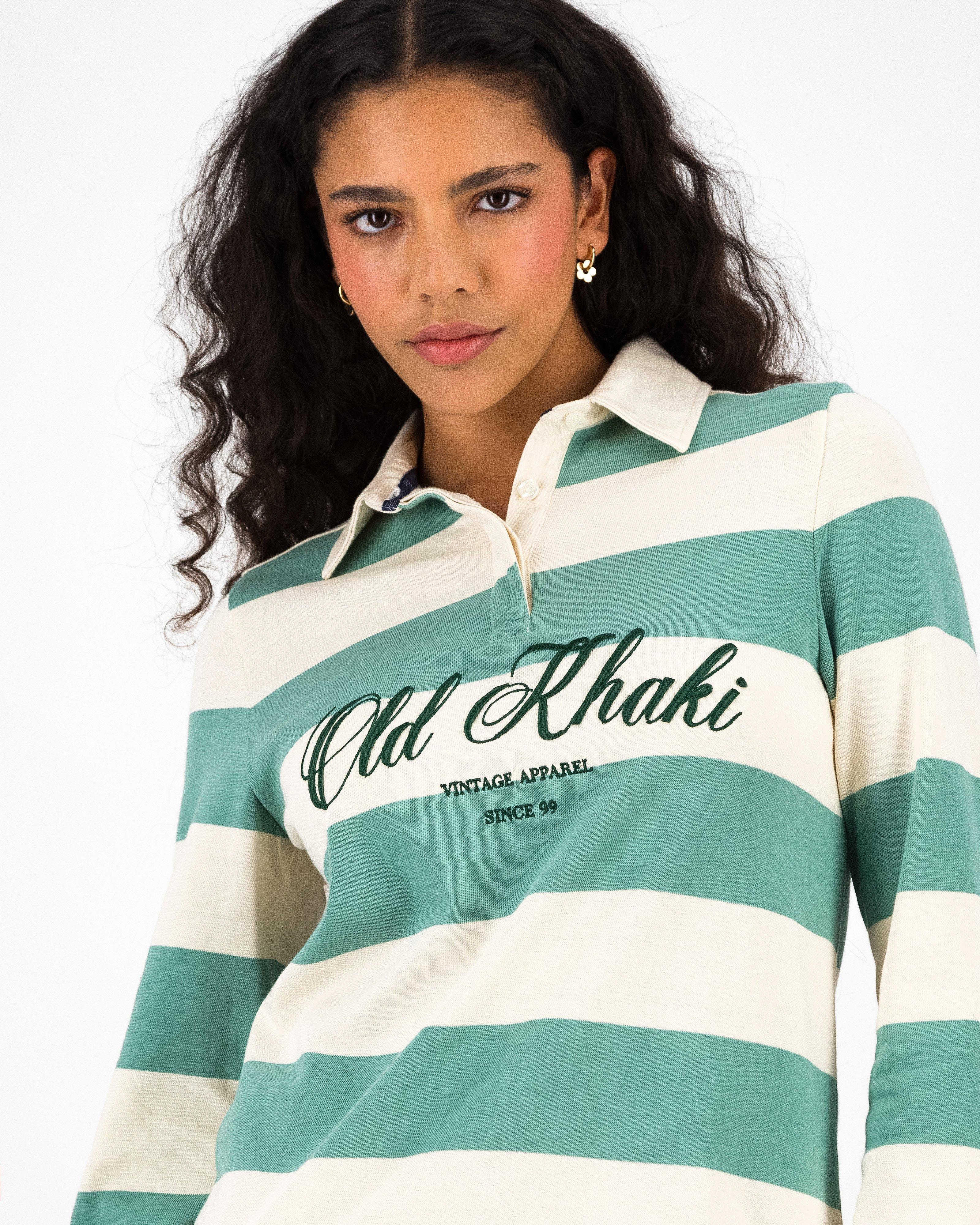 Women’s Carline Stripe Rugby Shirt  -  Duck-egg