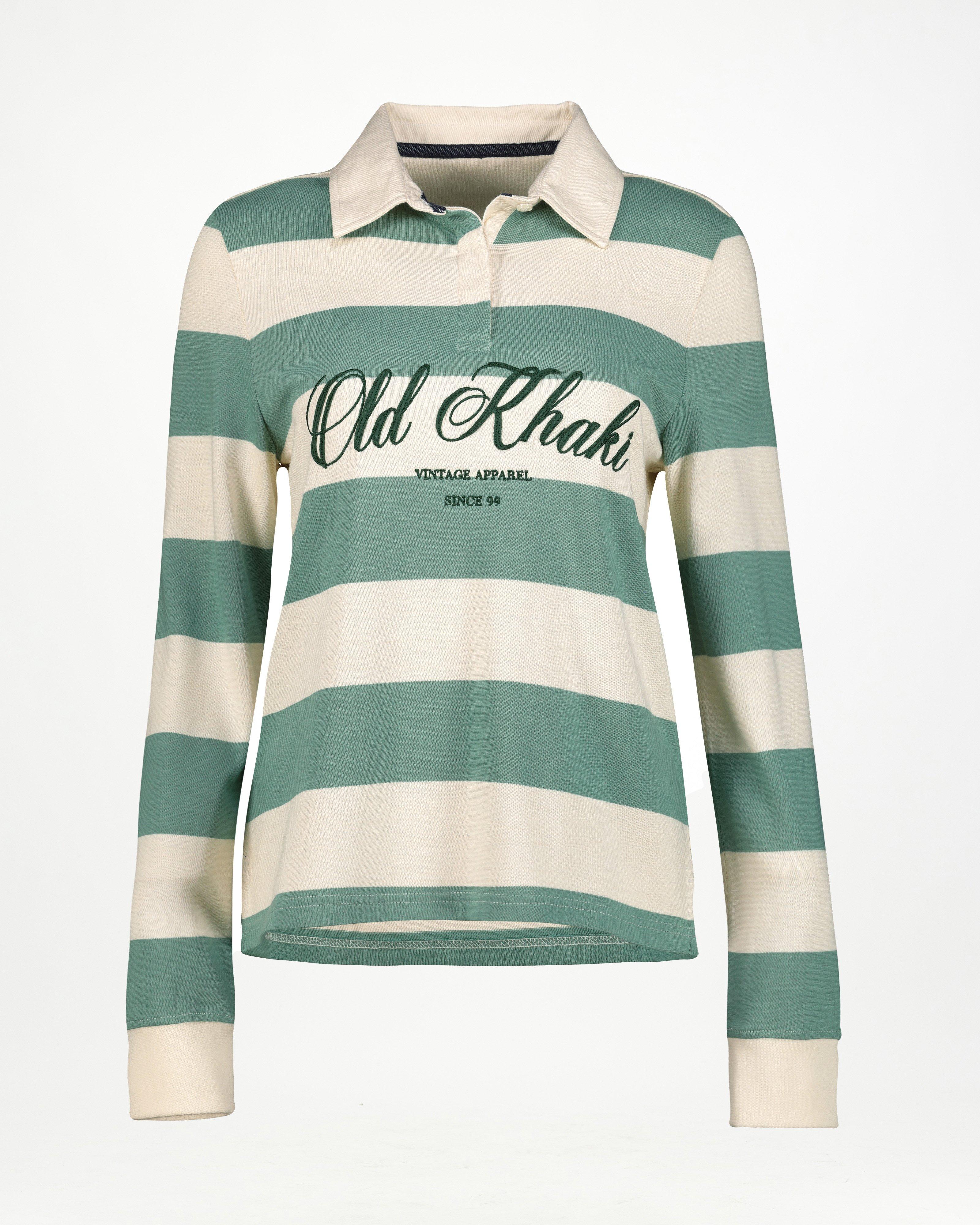 Women’s Carline Stripe Rugby Shirt  -  Duck-egg