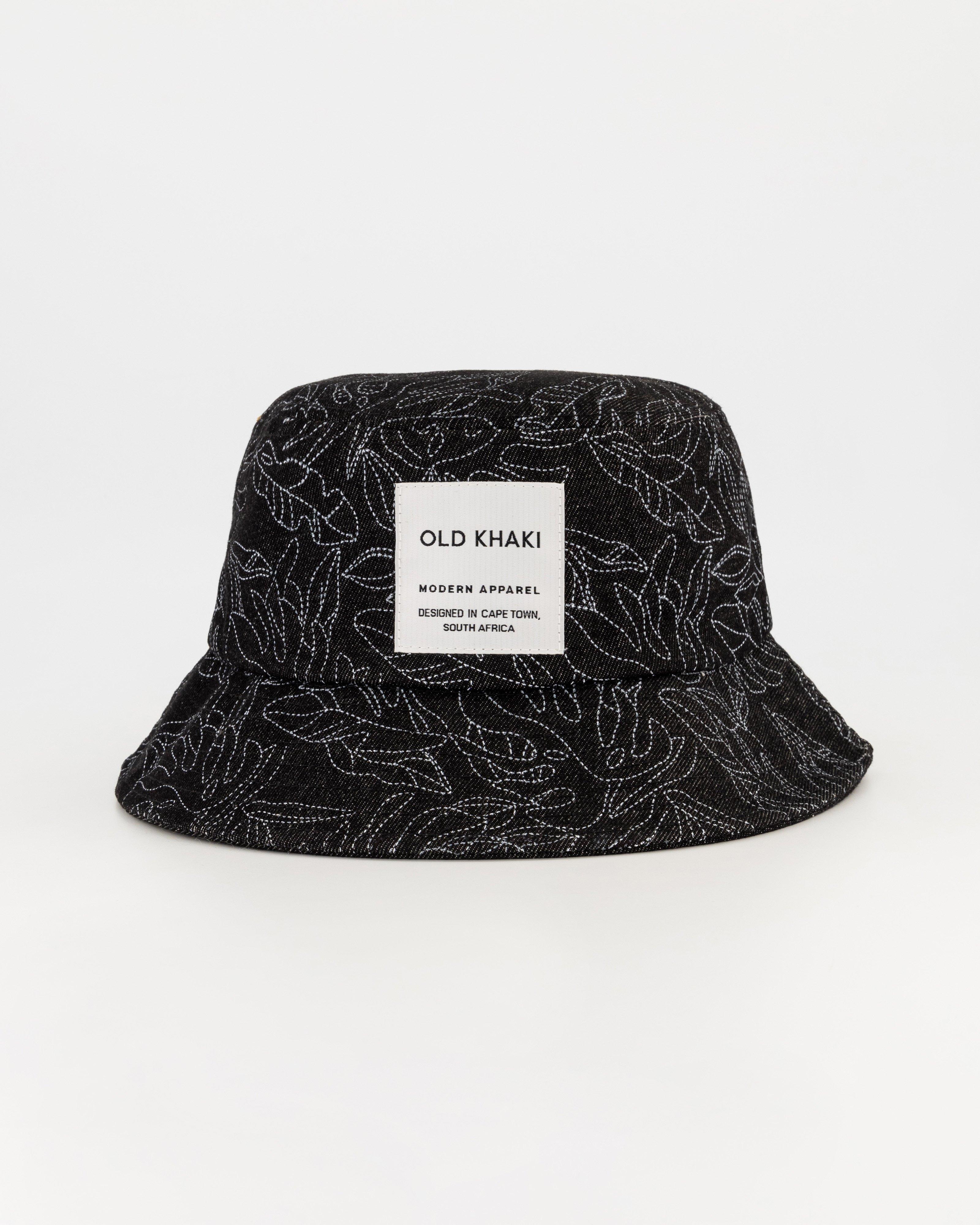 Men’s Erick Leaf Embroidered Bucket Hat  -  Black