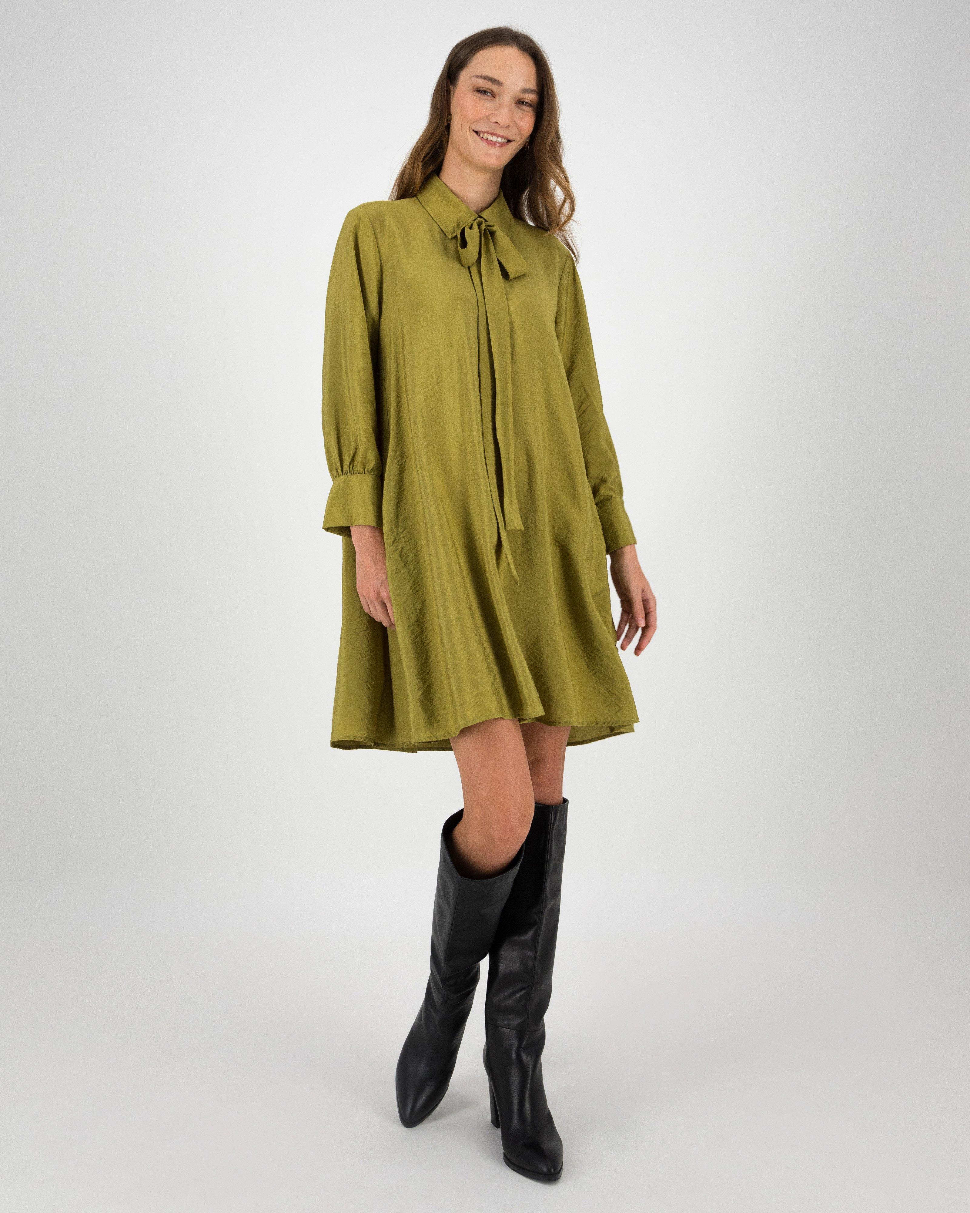 Thandi Kitty Bow Tunic Dress -  Green