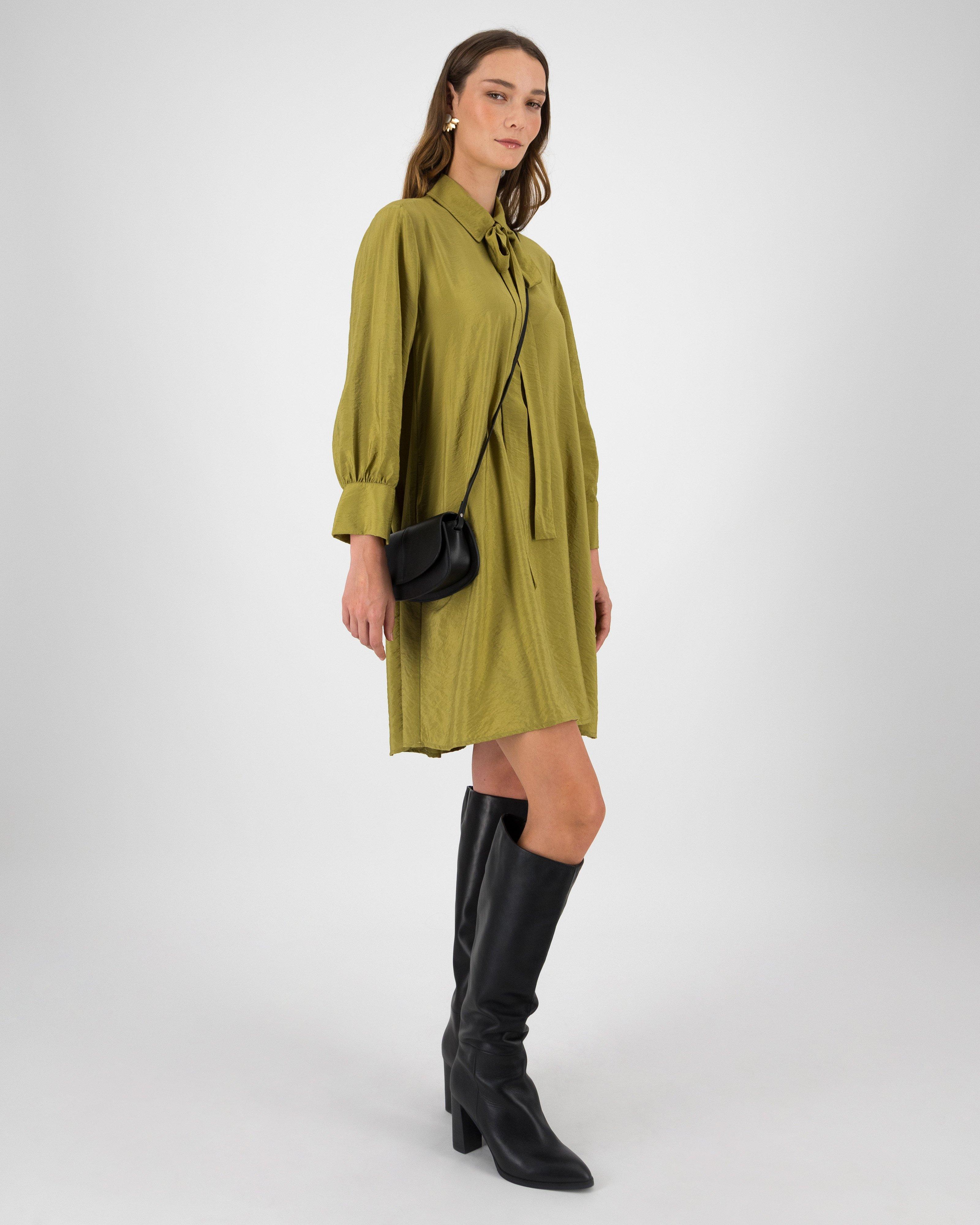 Thandi Kitty Bow Tunic Dress -  Green