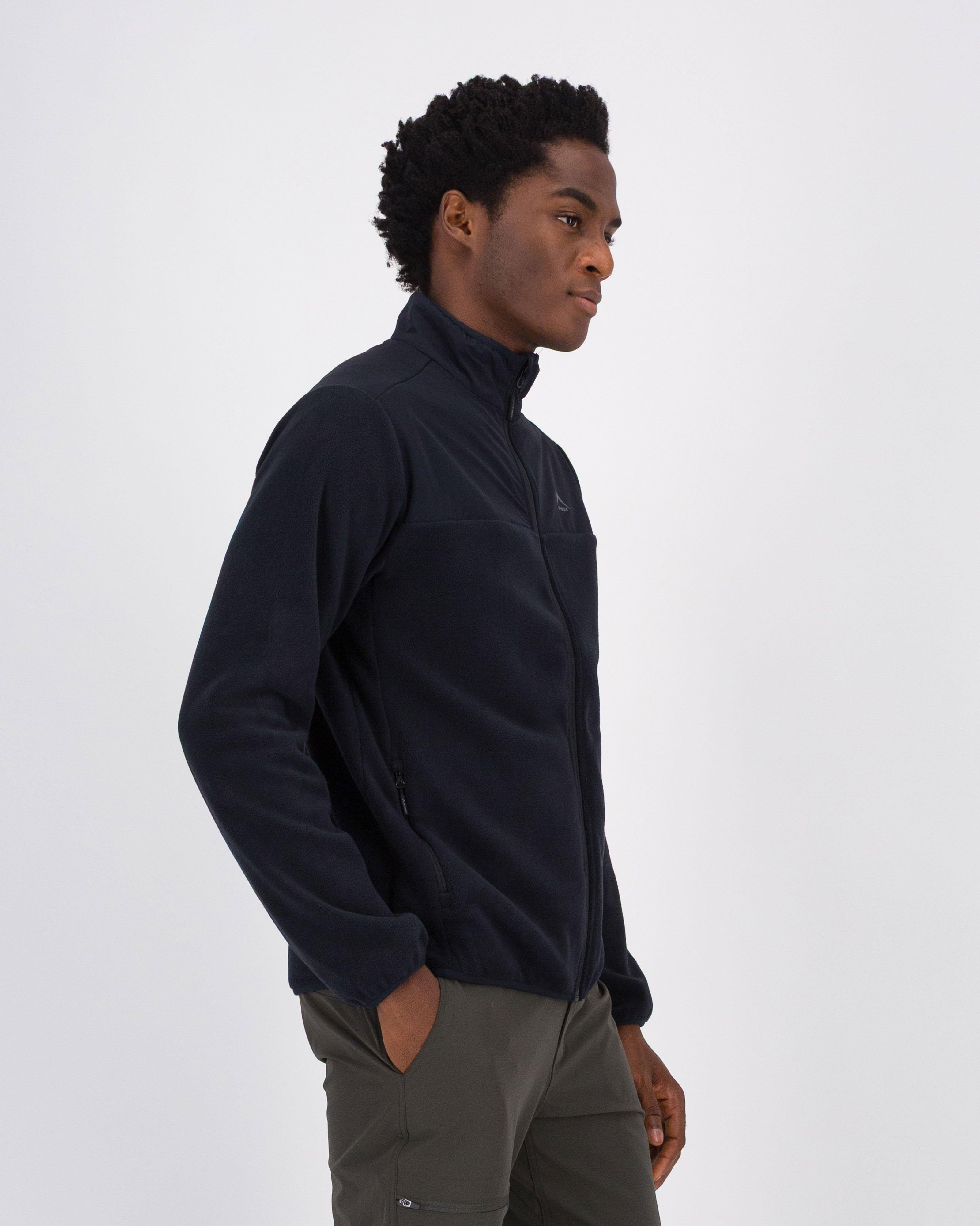 K-Way Men’s Hybrid Full-Zip Fleece Top -  Black