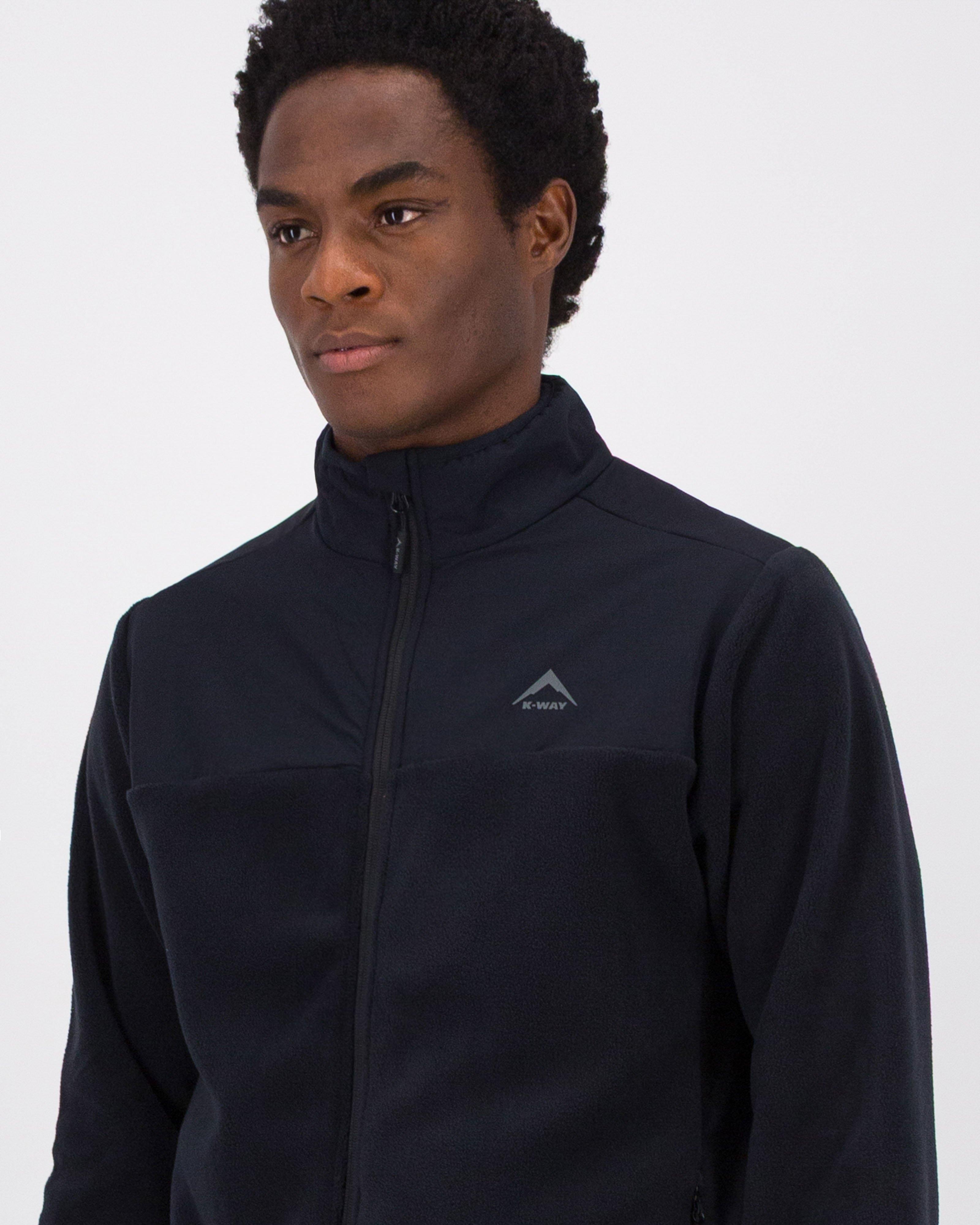 K-Way Men’s Hybrid Full-Zip Fleece Top -  Black