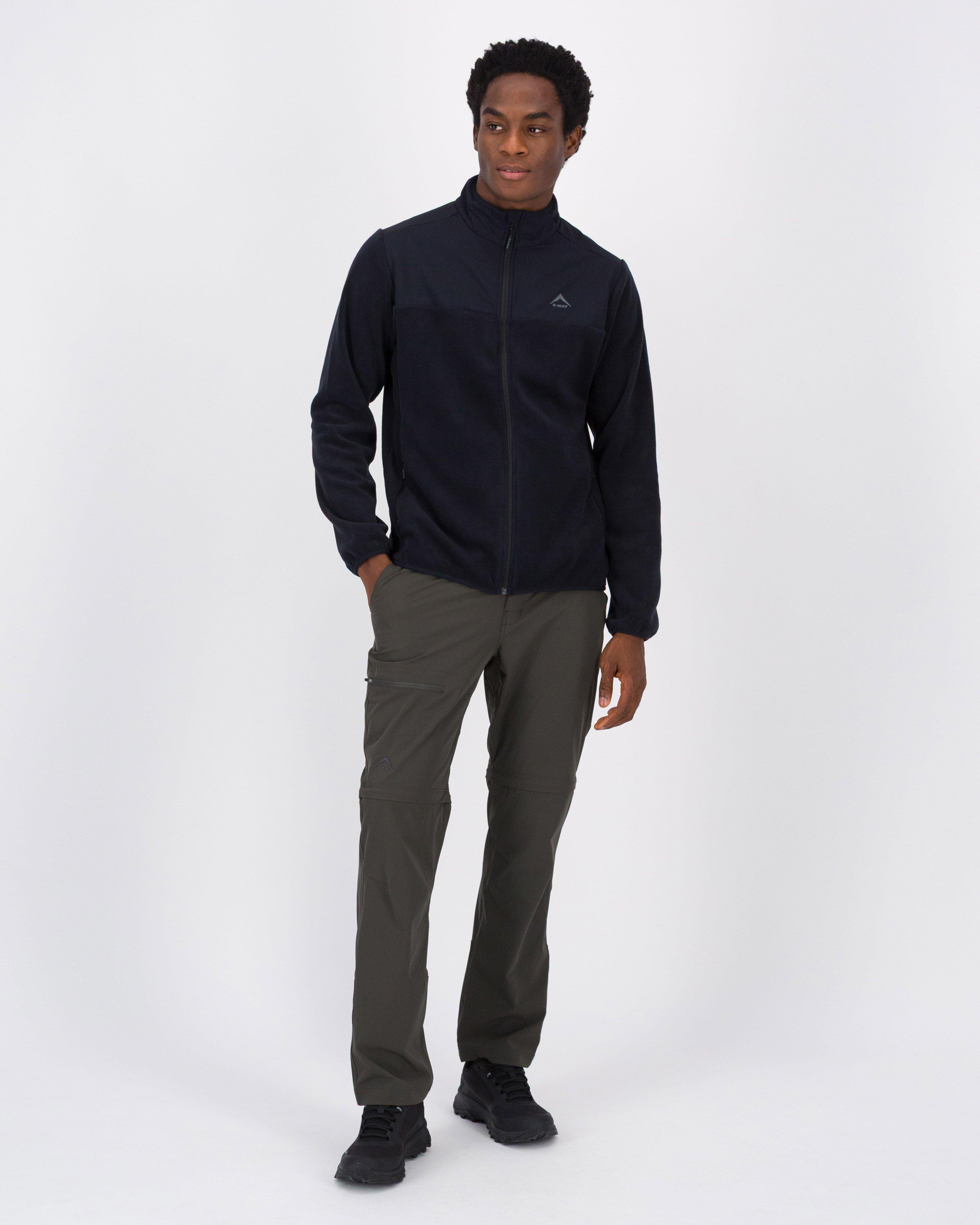 K-Way Men’s Hybrid Full-Zip Fleece Top -  Black