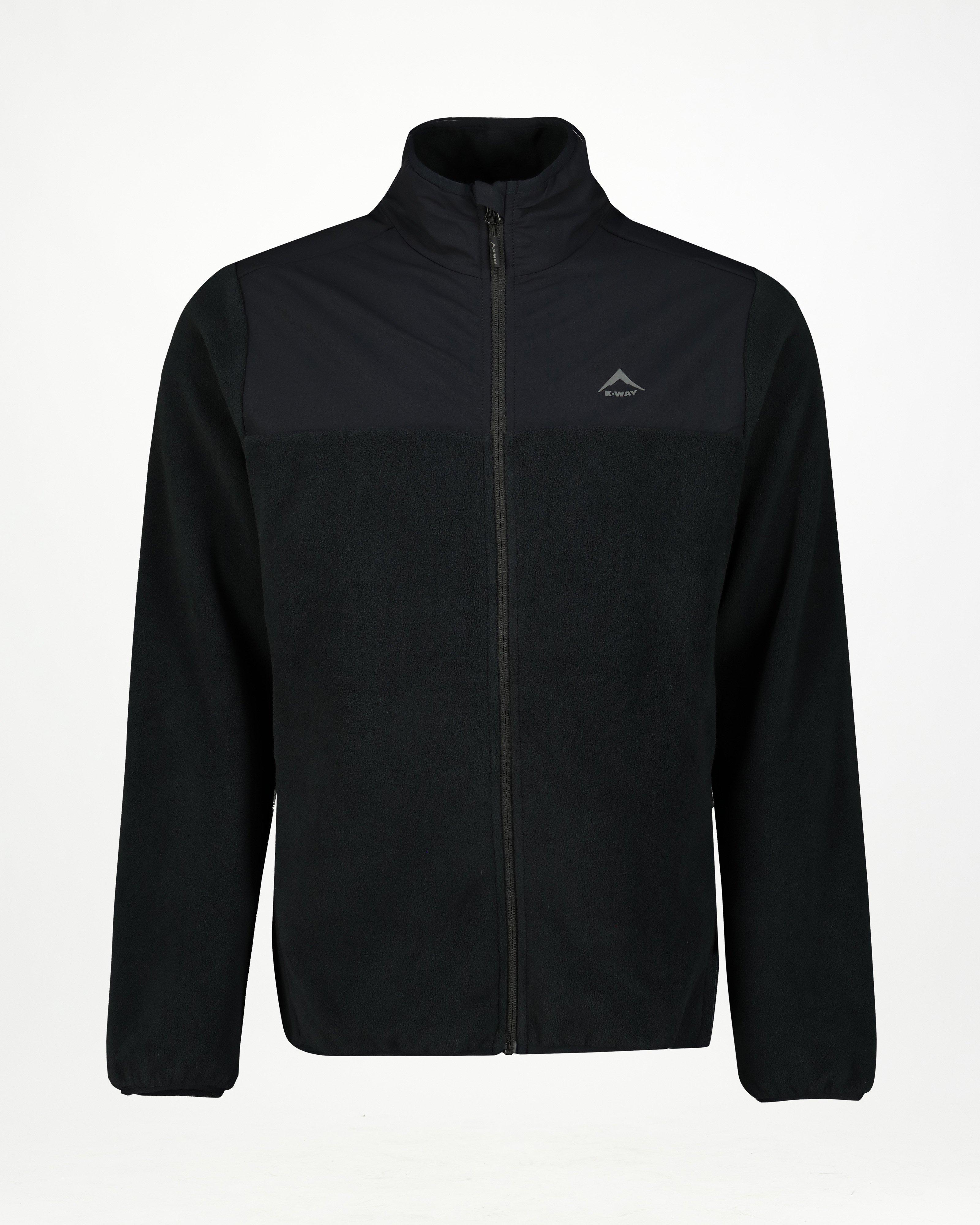 K-Way Men’s Hybrid Full-Zip Fleece Top -  Black
