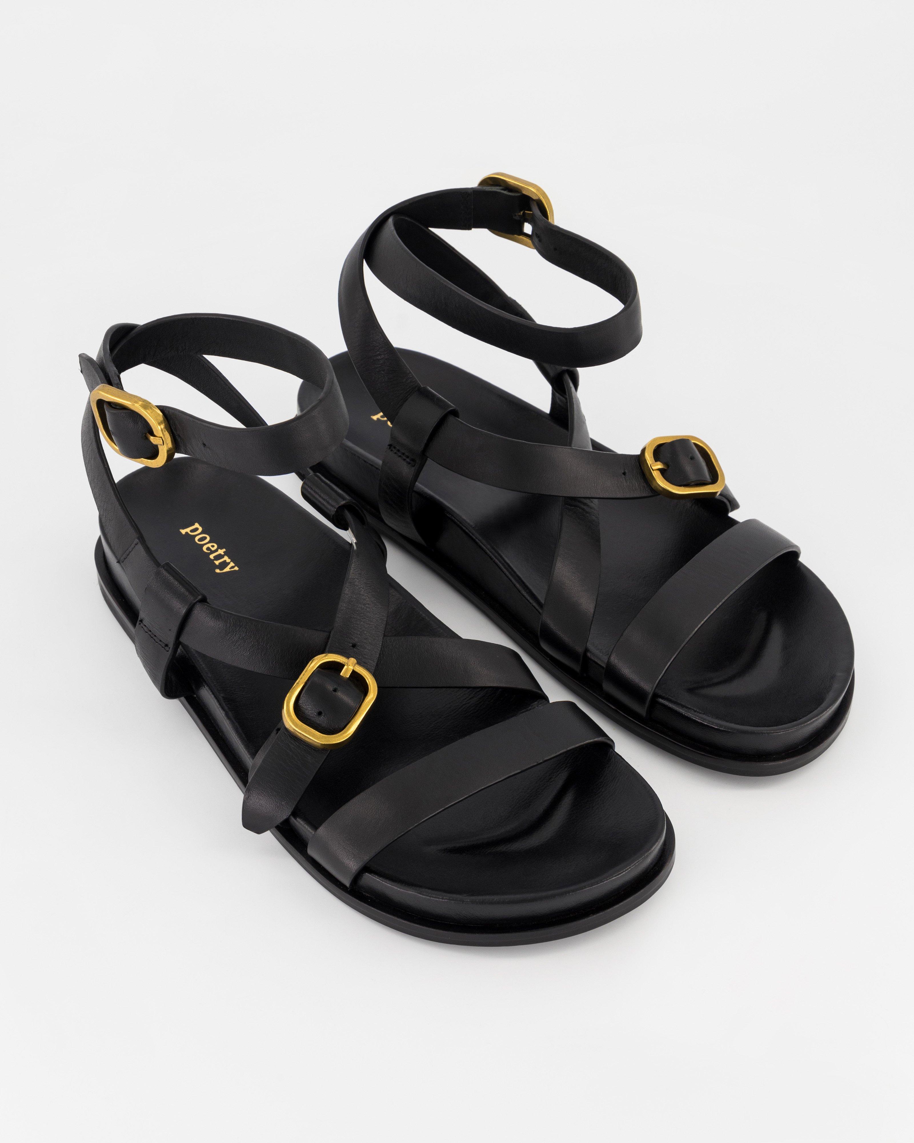 Bijou Leather Sandal -  Black