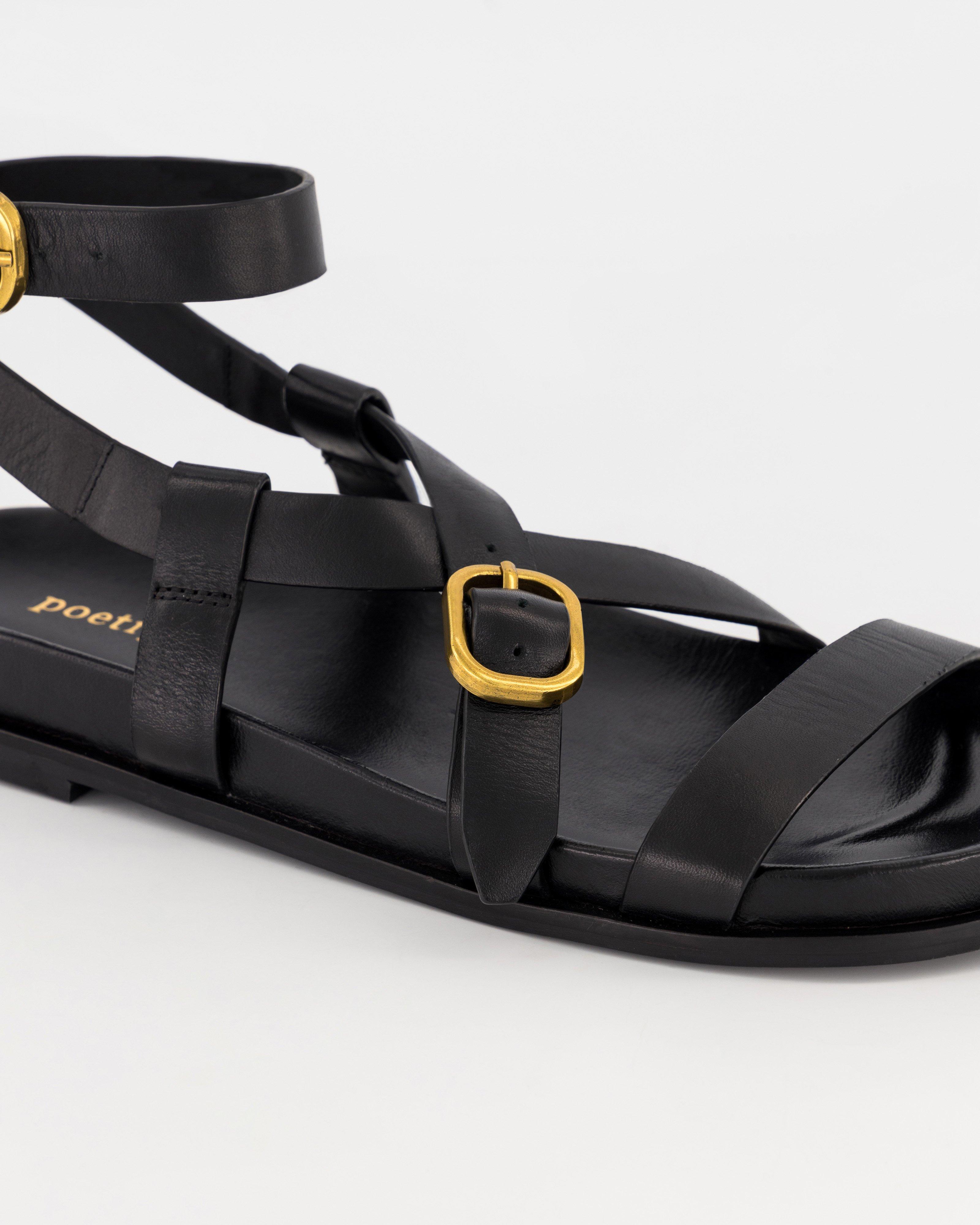 Bijou Leather Sandal -  Black