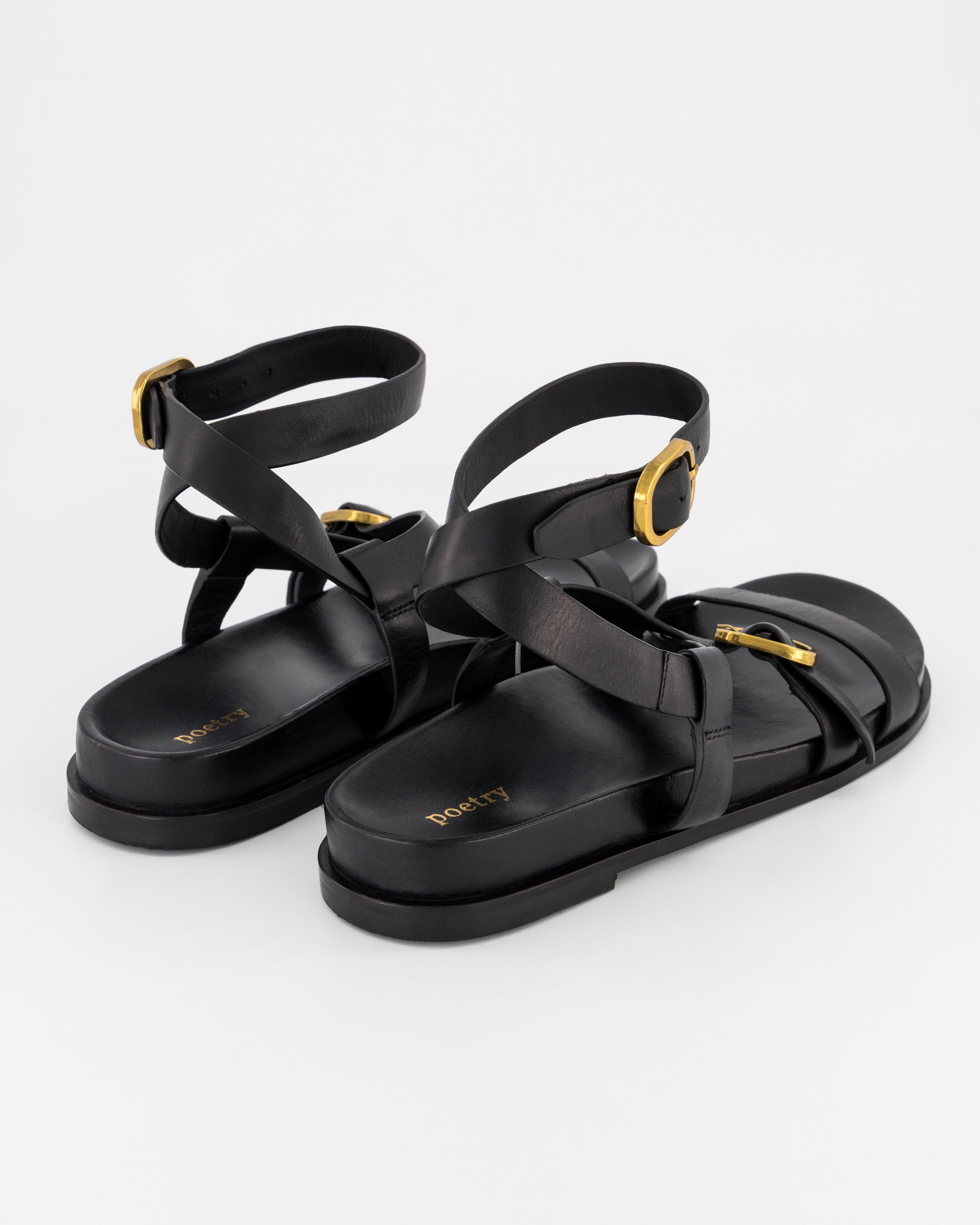 Bijou Leather Sandal -  Black