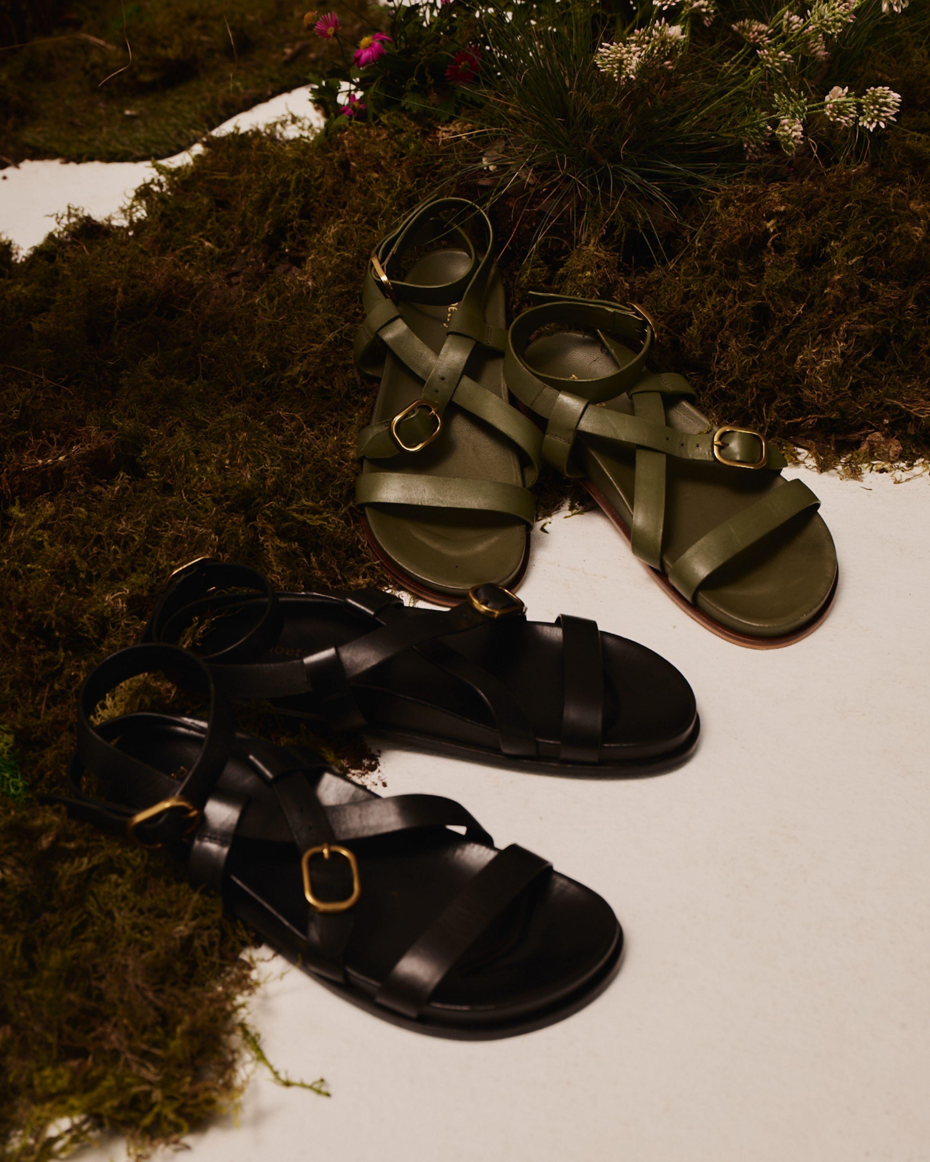 Bijou Leather Sandal -  Green