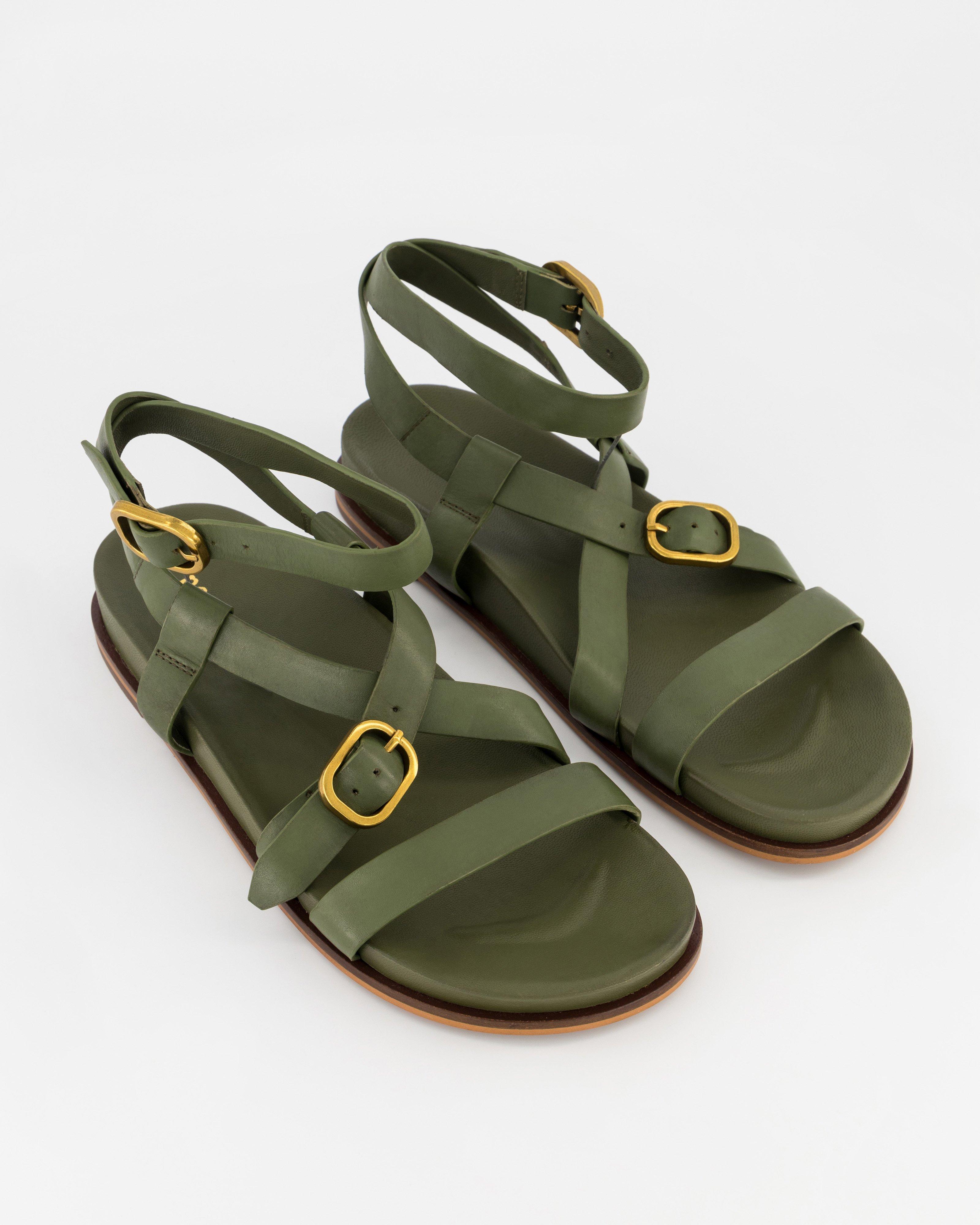 Bijou Leather Sandal -  Green