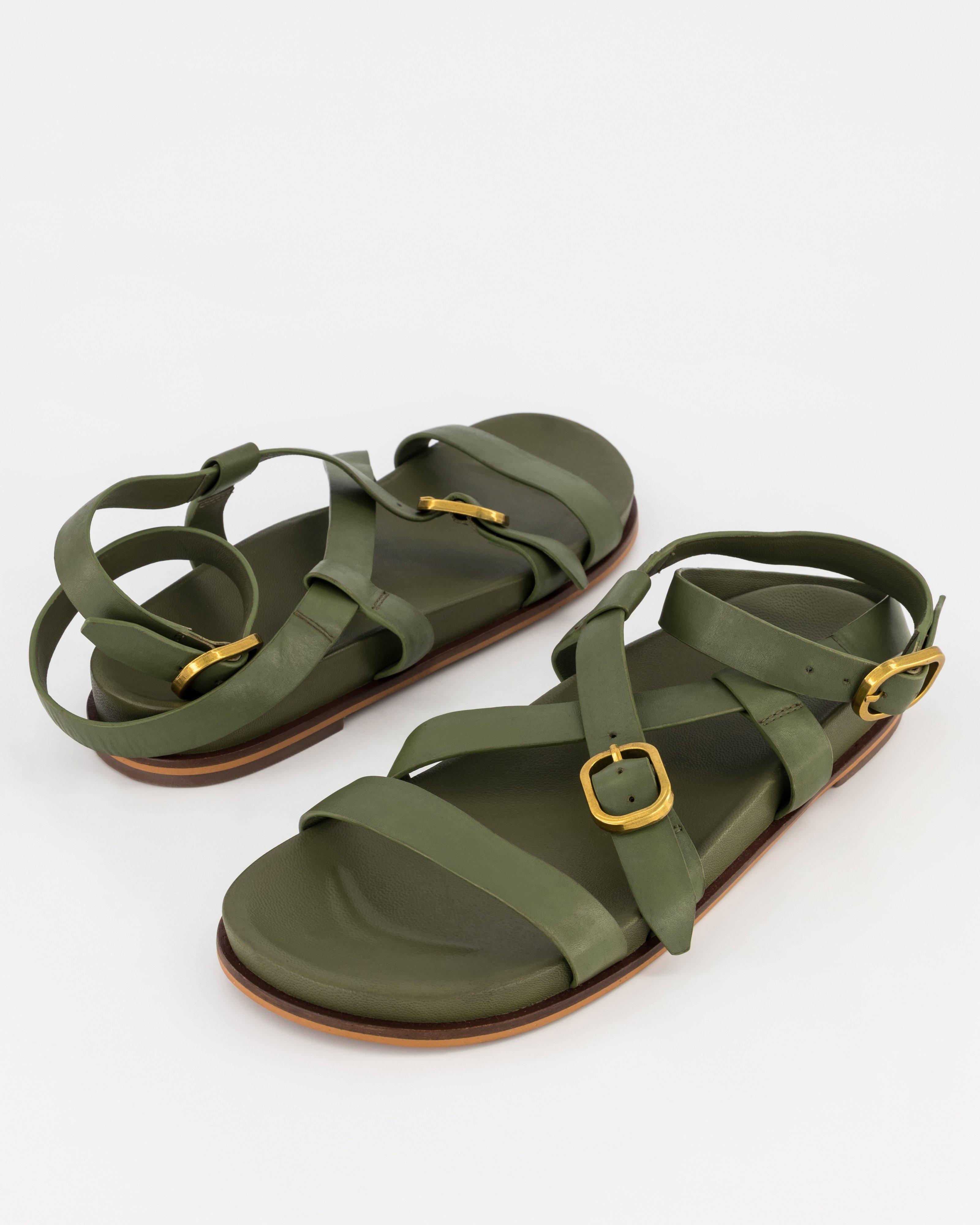 Bijou Leather Sandal -  Green