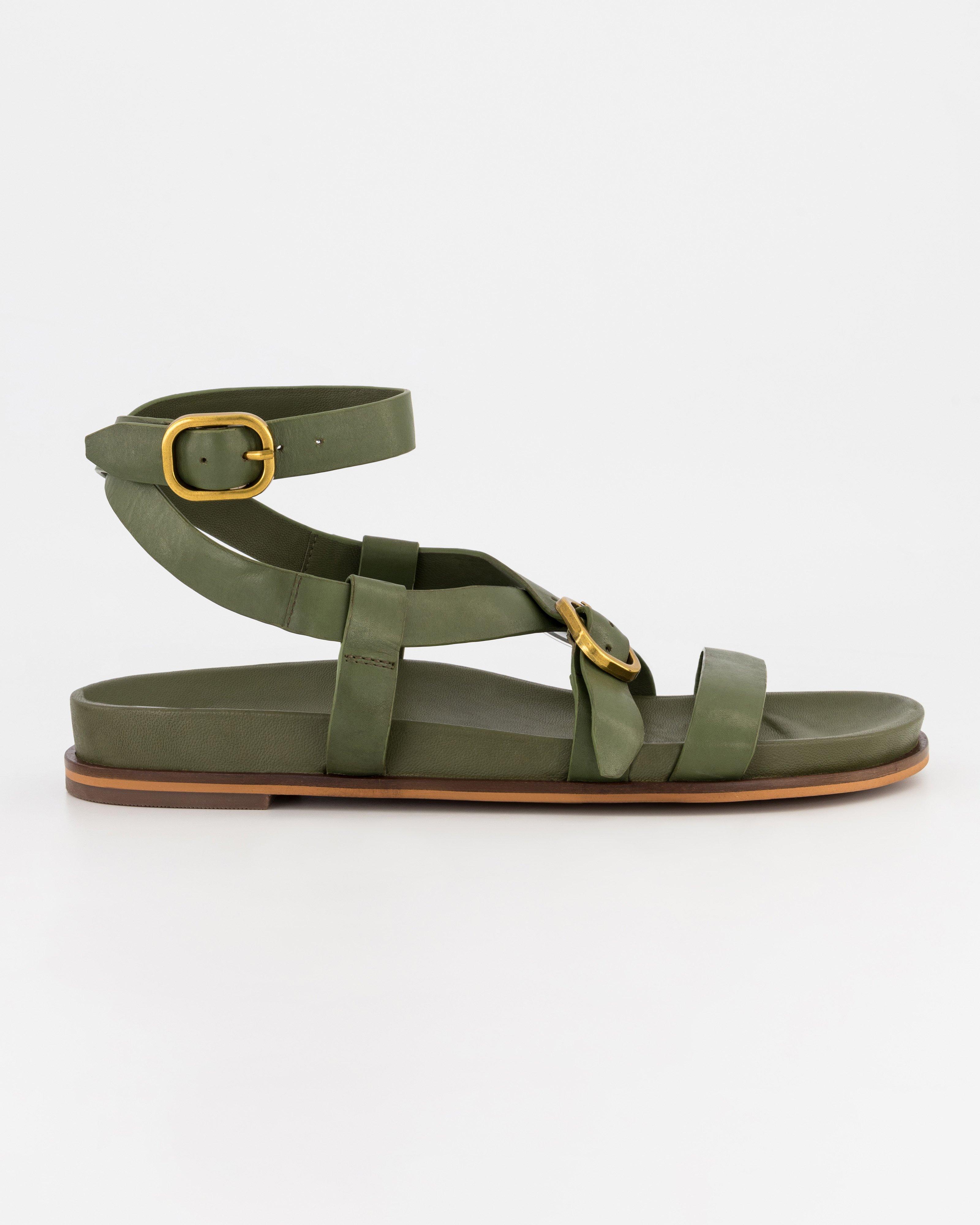 Bijou Leather Sandal -  Green