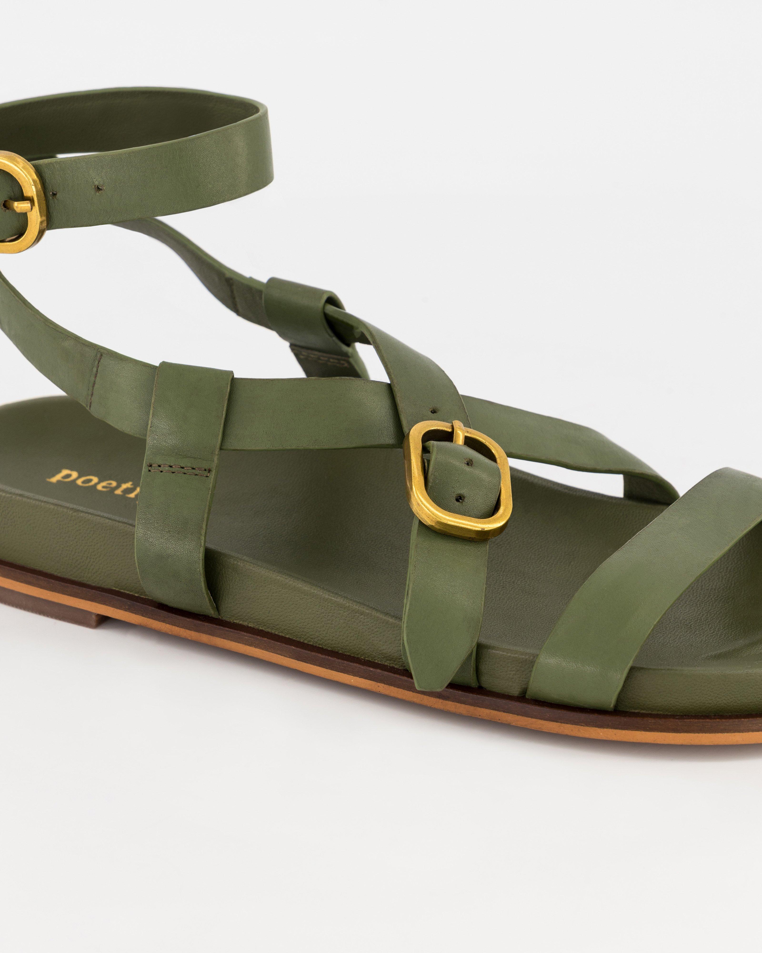 Bijou Leather Sandal -  Green