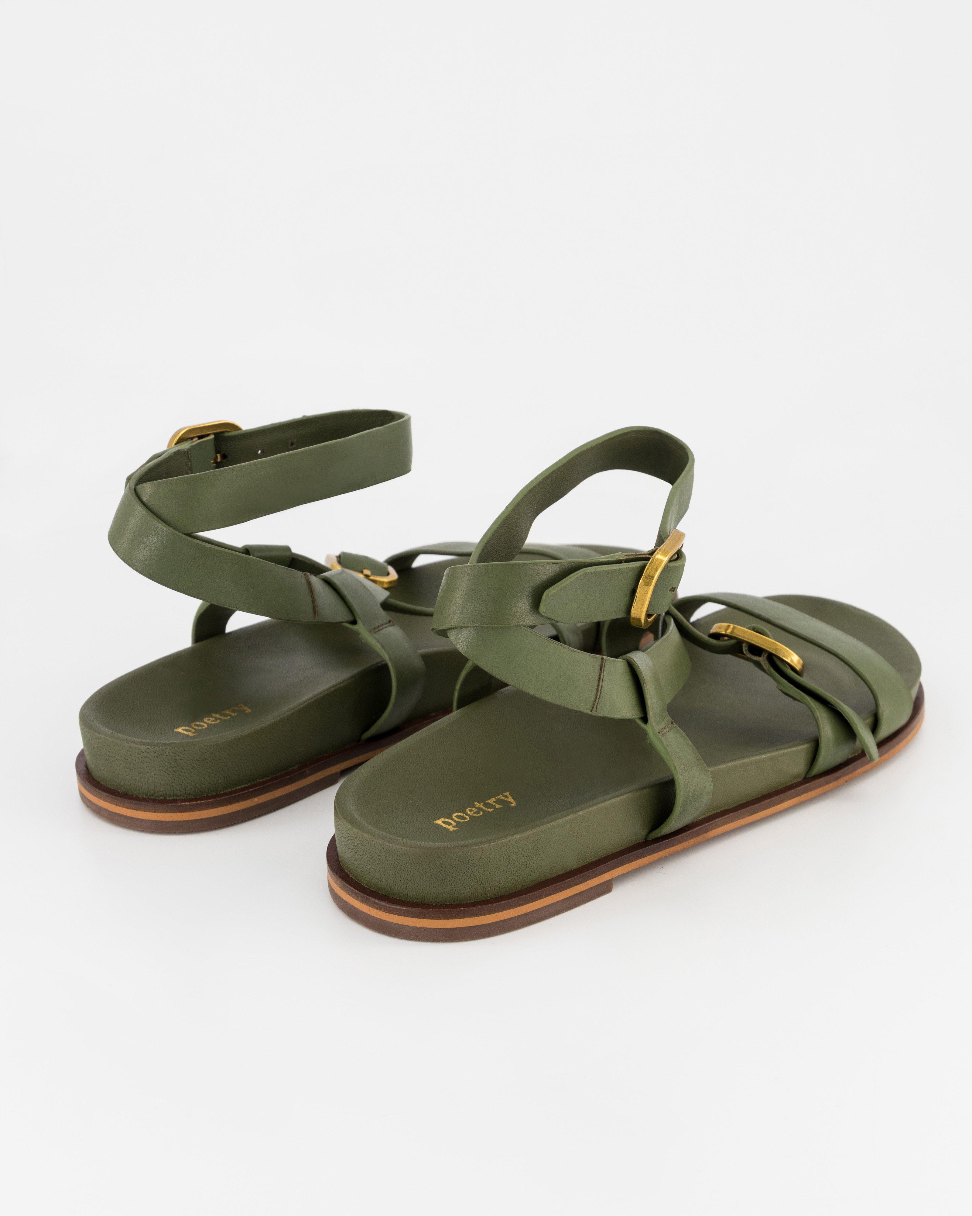 Bijou Leather Sandal -  Green