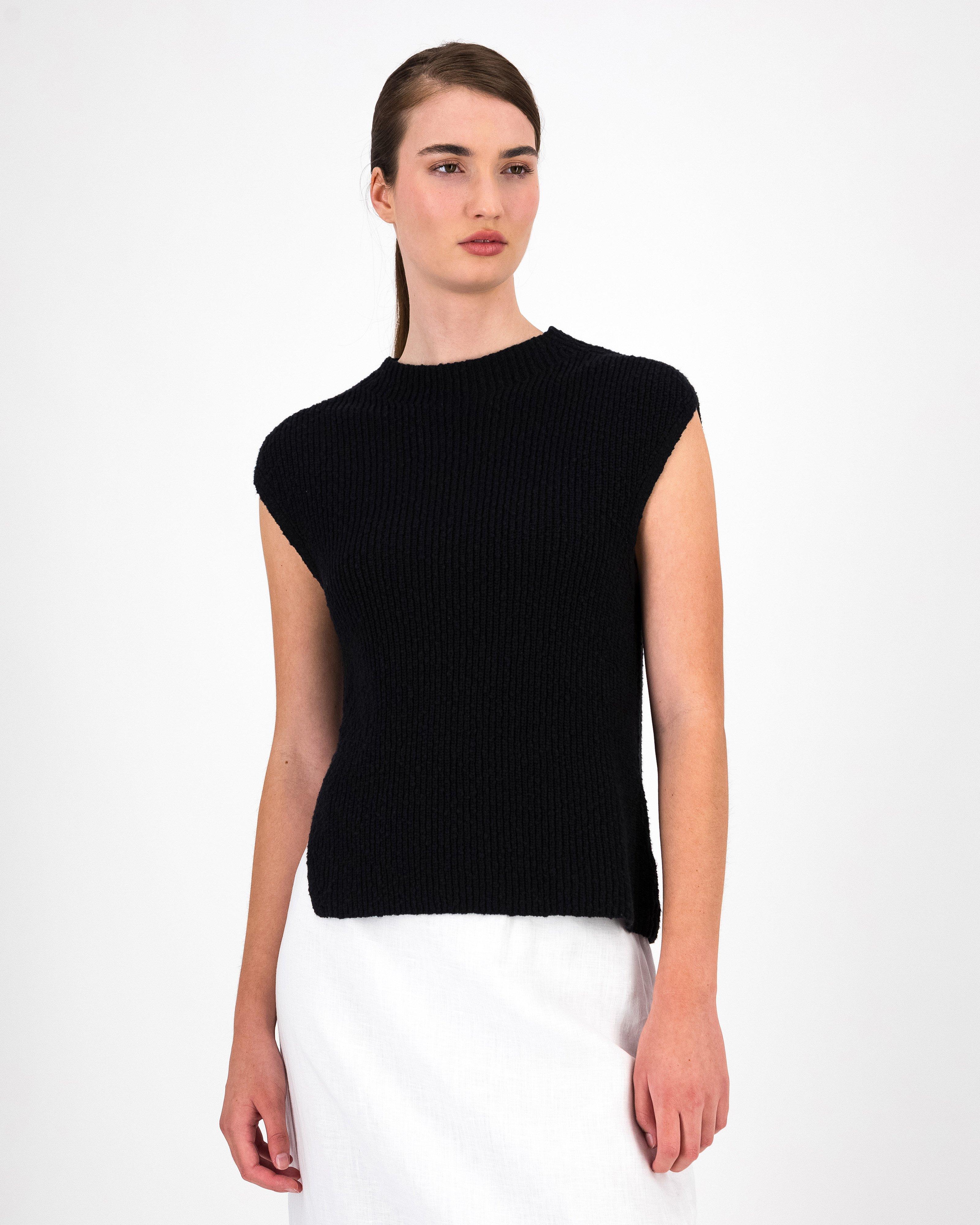 Kent Sleeveless Knitwear Vest -  Black