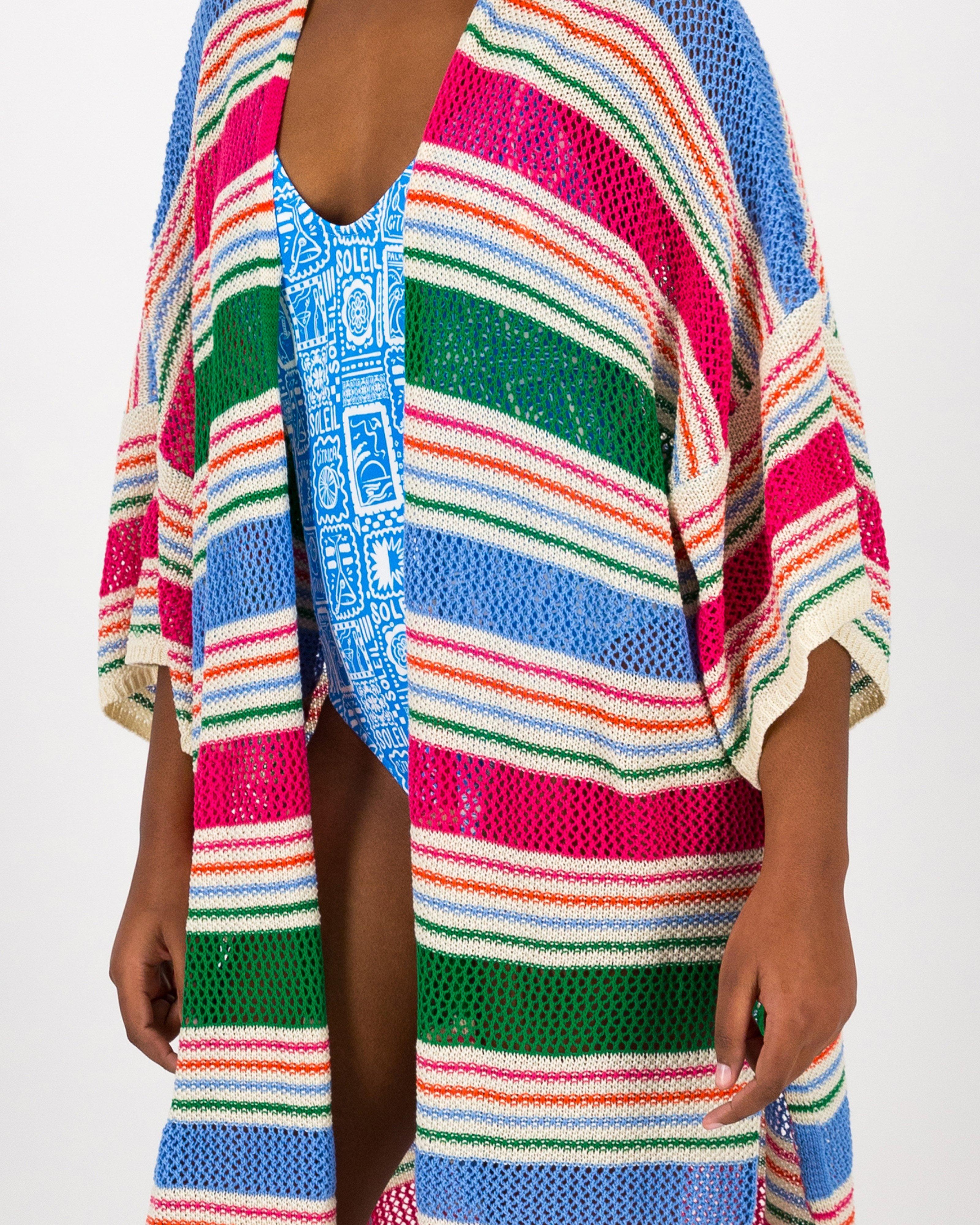 Women’s Sitana Stripe Knit Kimono  -  Blue