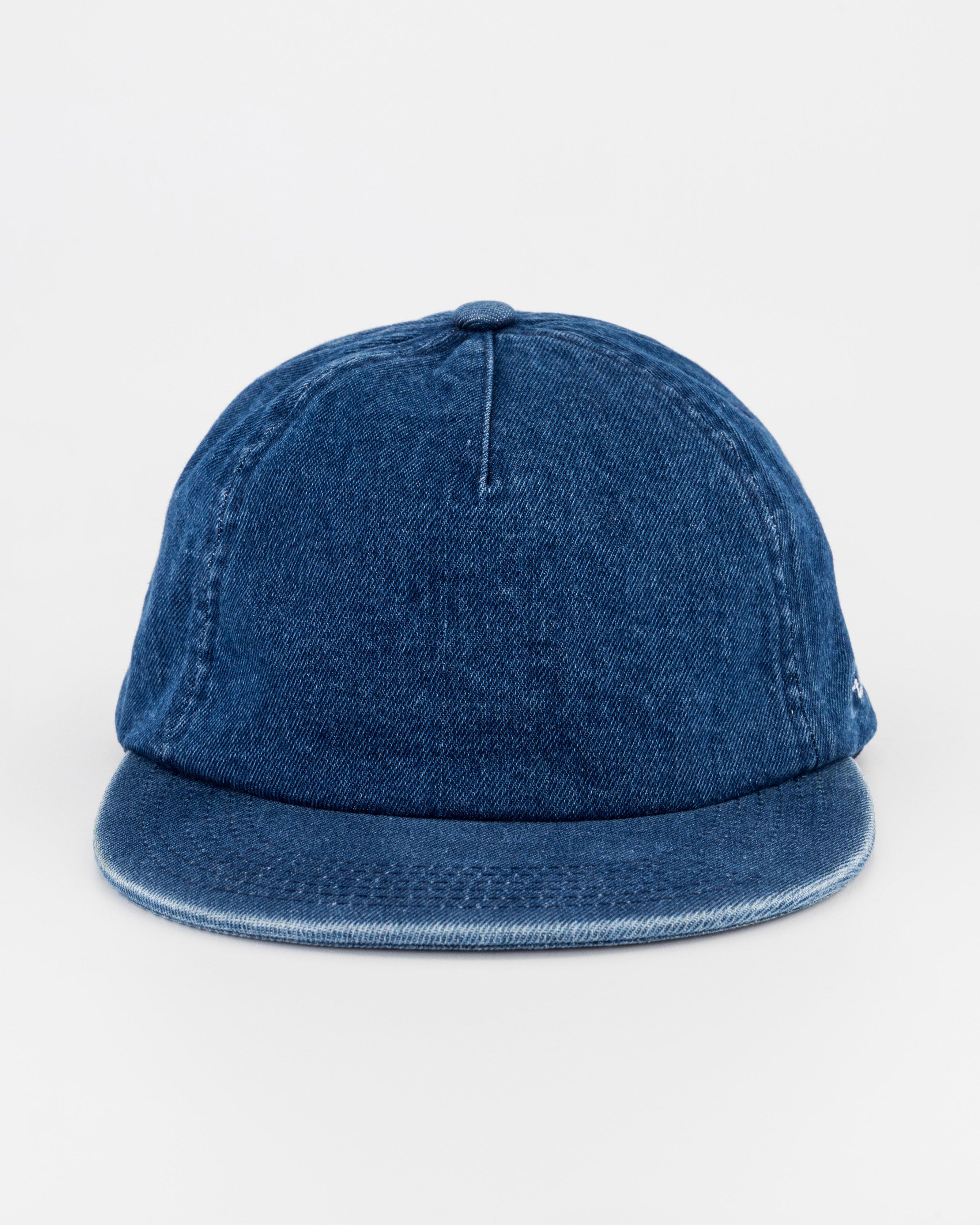 Men’s Denim Flat Peak Cap  -  Blue