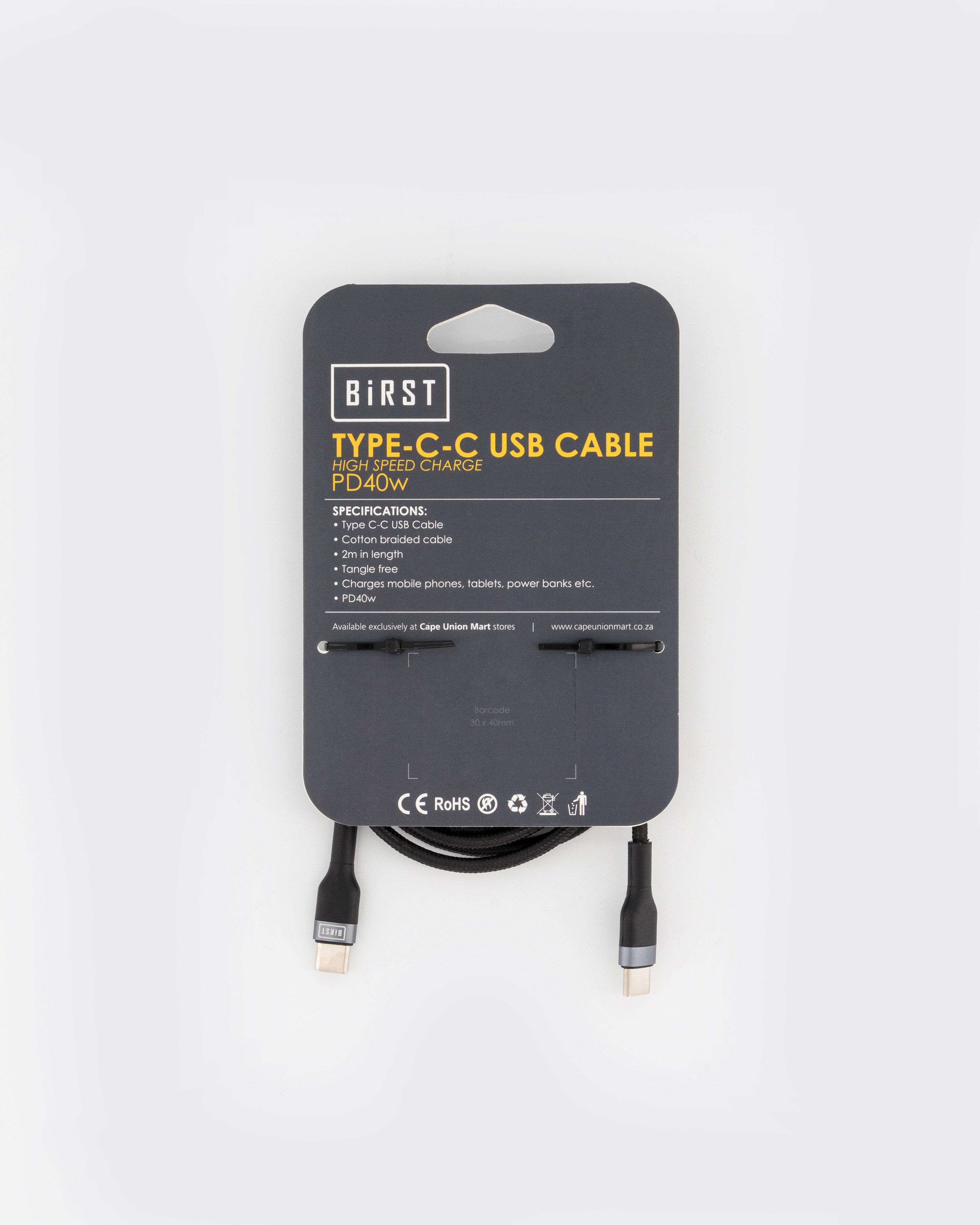 Birst Type C-C Charging Cable -  Black