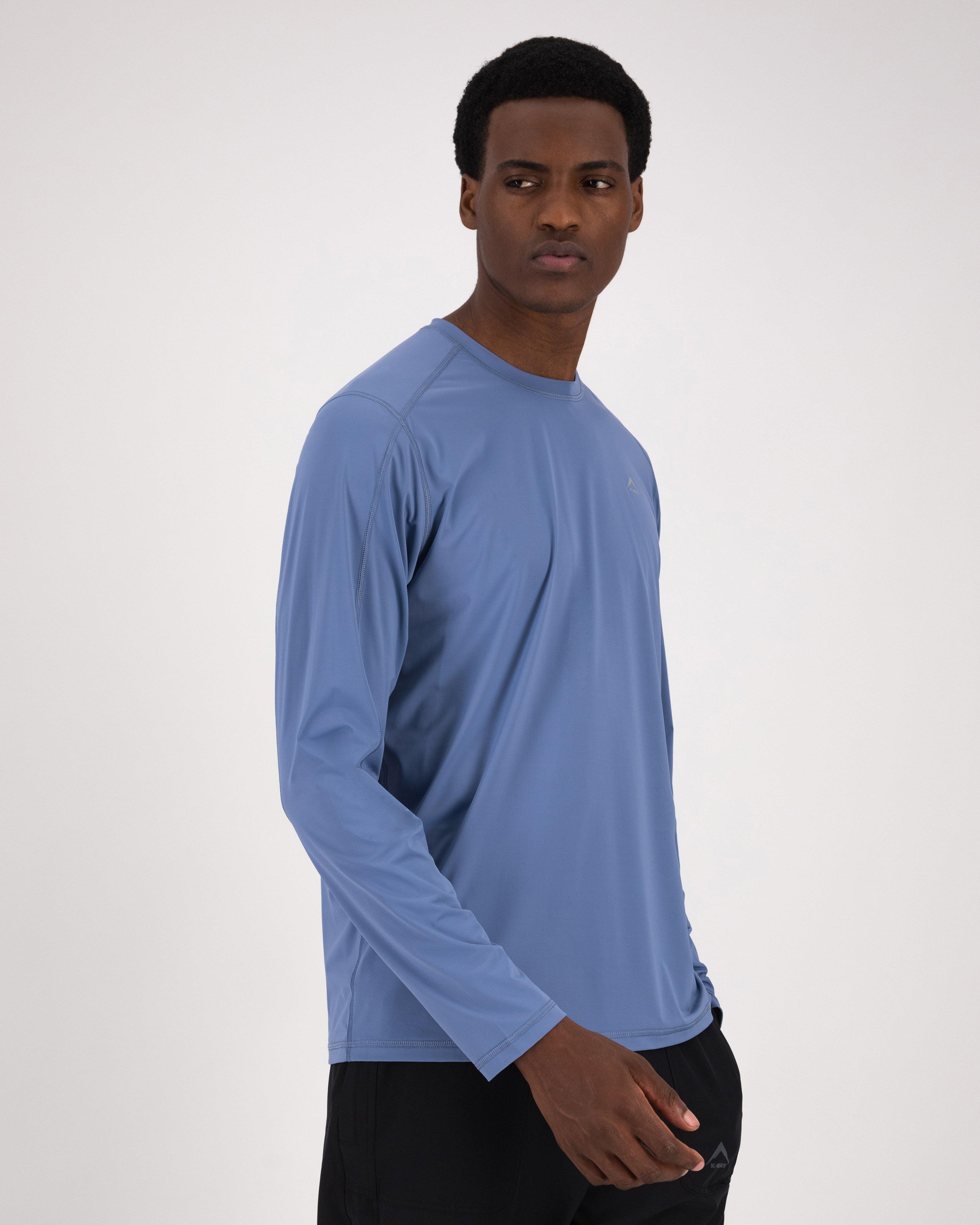 K-Way Men’s UV Guard Long Sleeve T-shirt -  Mid Blue