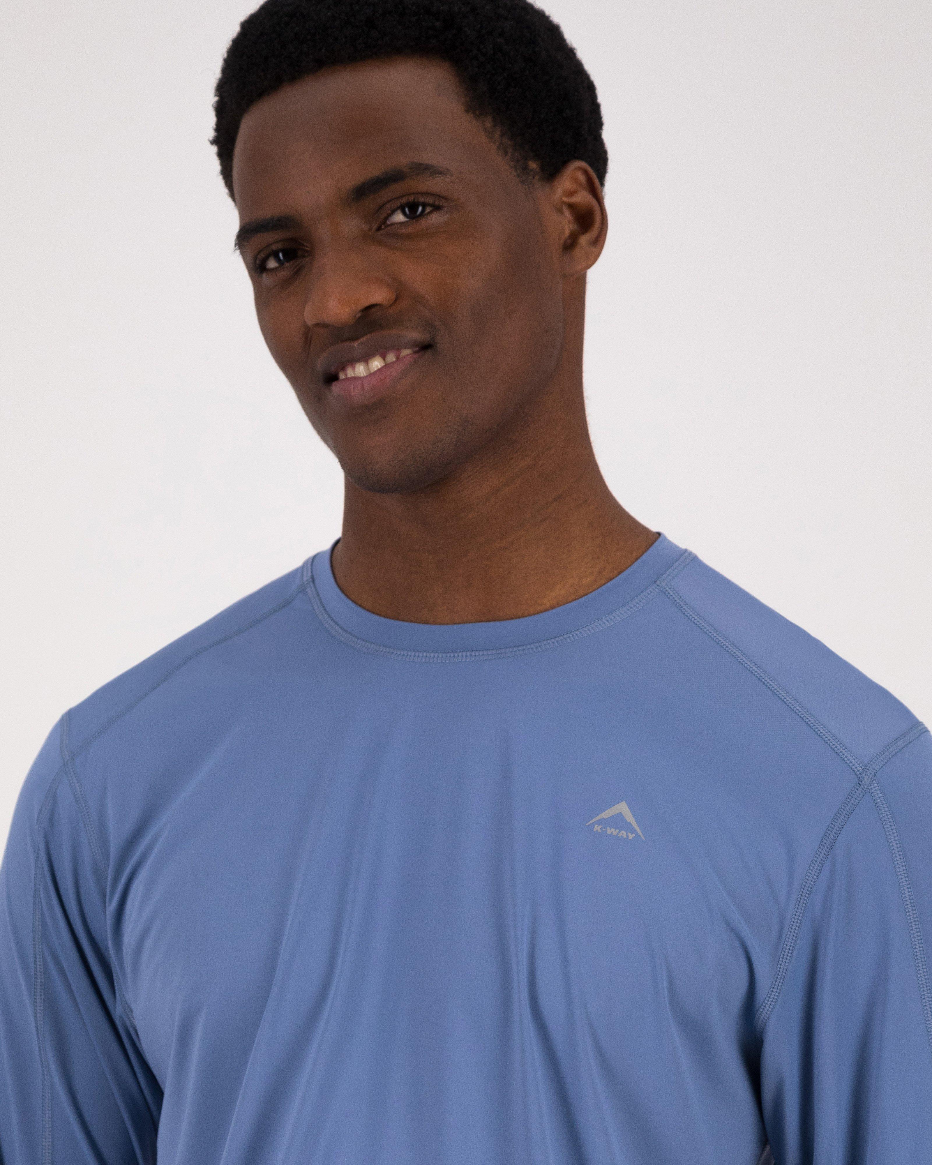 K-Way Men’s UV Guard Long Sleeve T-shirt -  Mid Blue