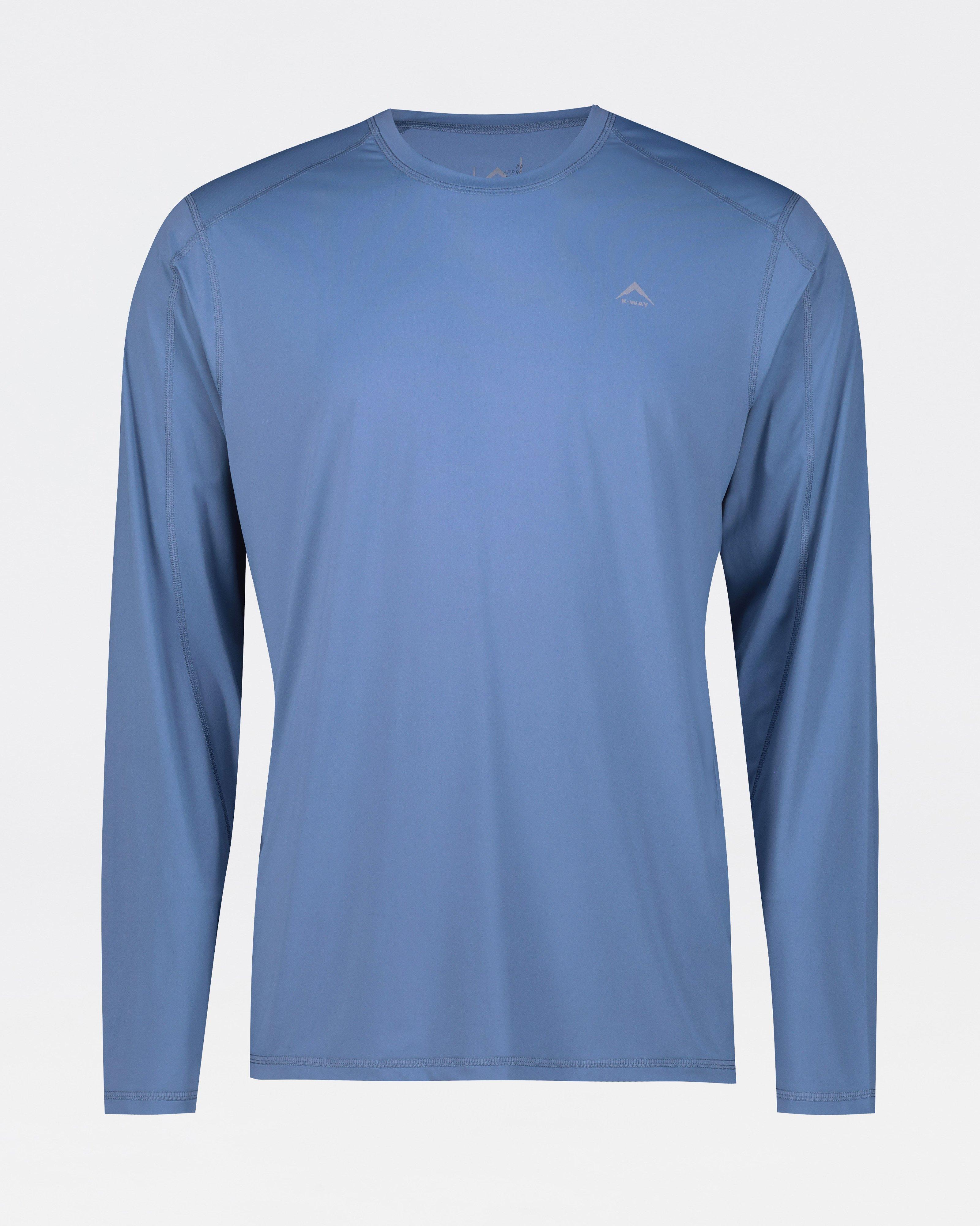 K-Way Men’s UV Guard Long Sleeve T-shirt -  Mid Blue