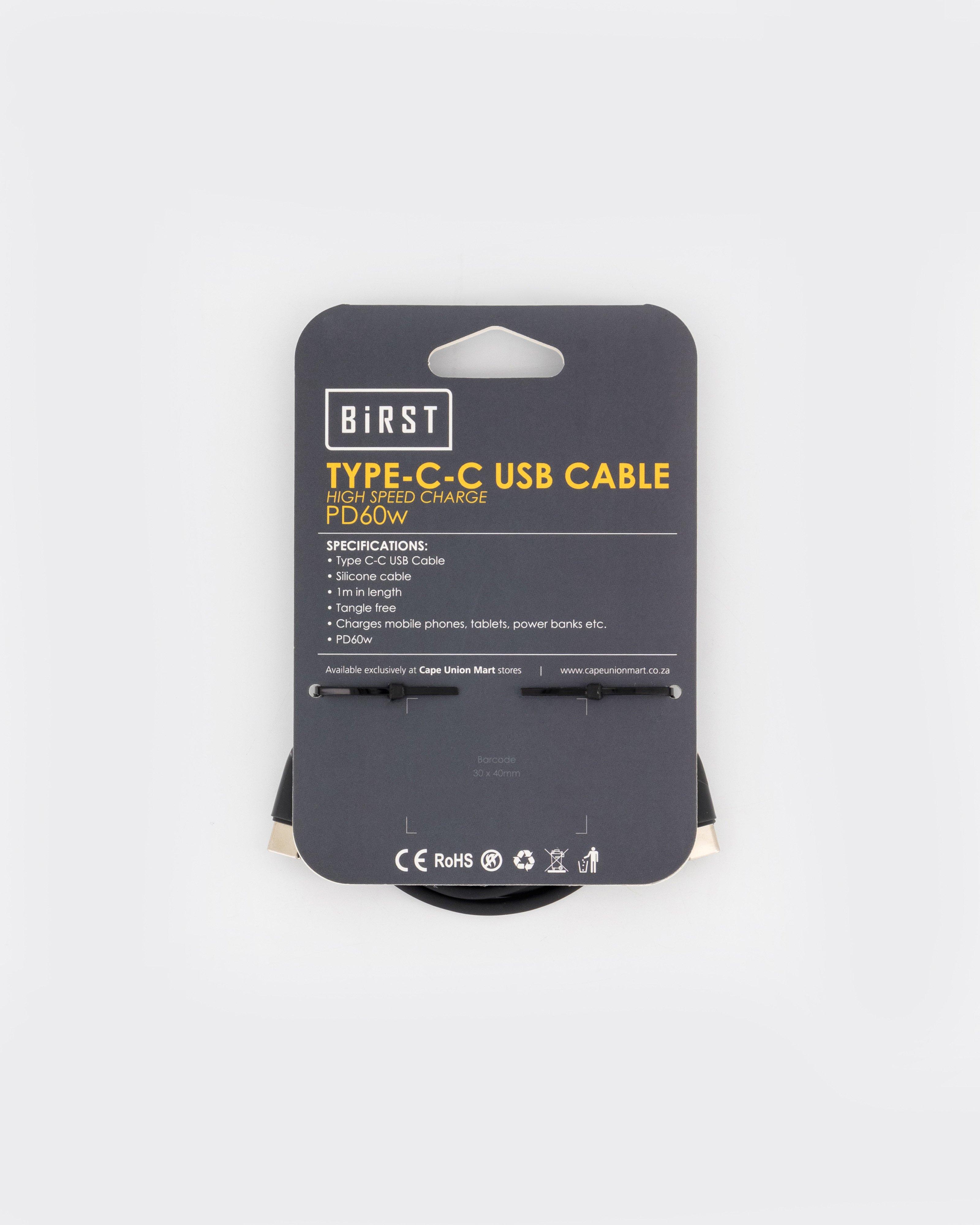 Birst Type C-C 1 Metre Charging Cable  -  Black