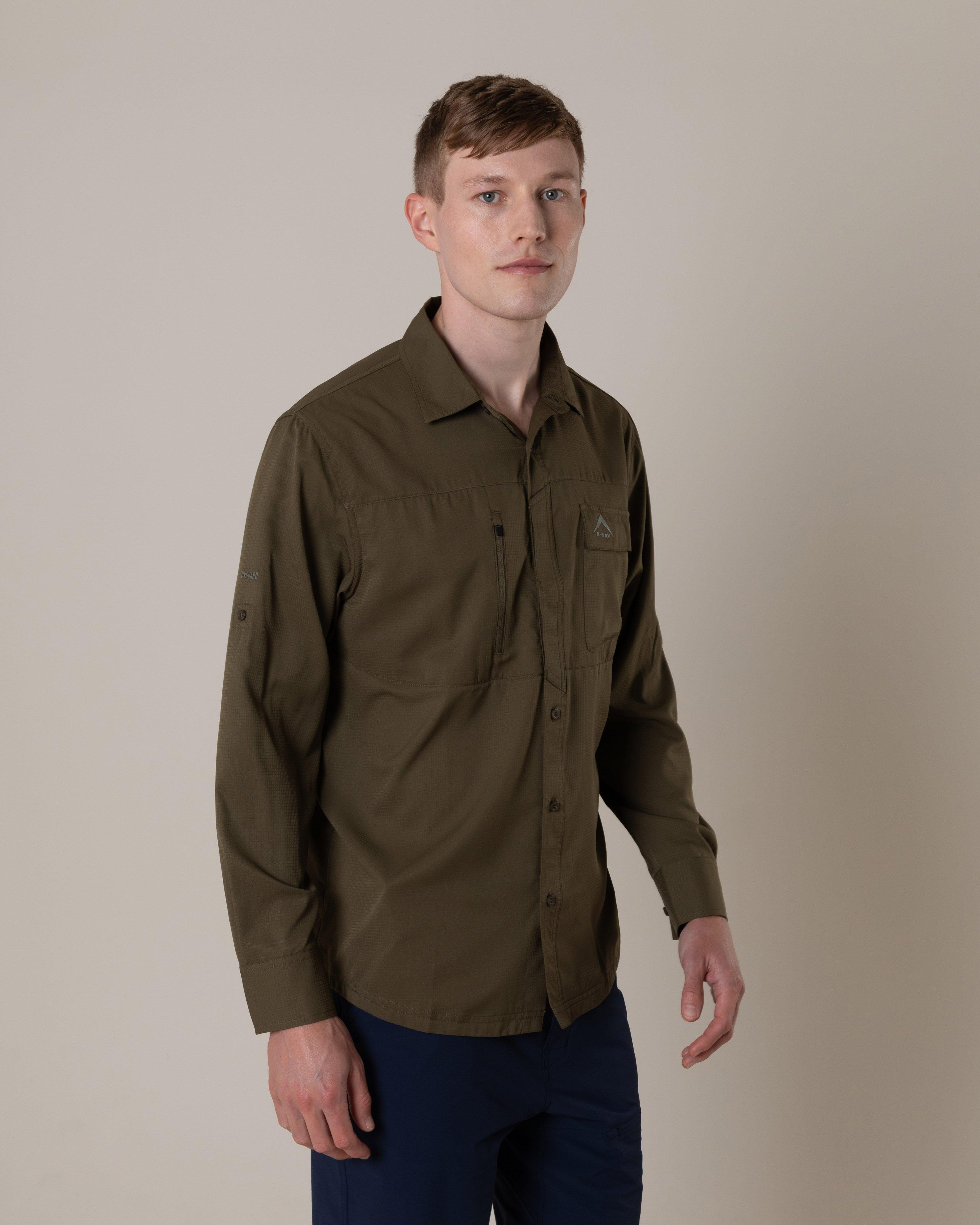 K-Way Men’s UV Guard Long Sleeve Tech Shirt  -  Dark Olive