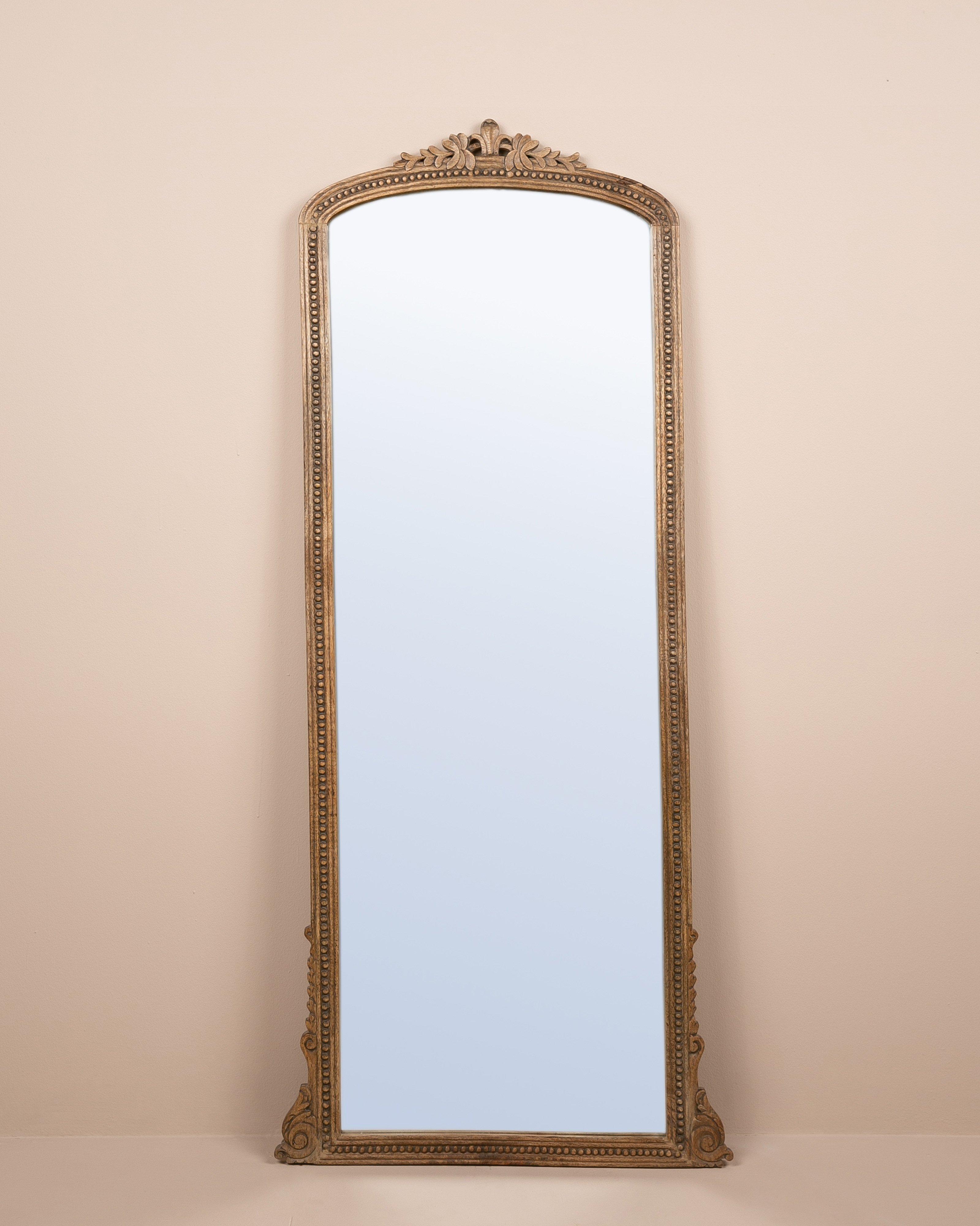 Cara Carved Floor Length Mirror -  Brown