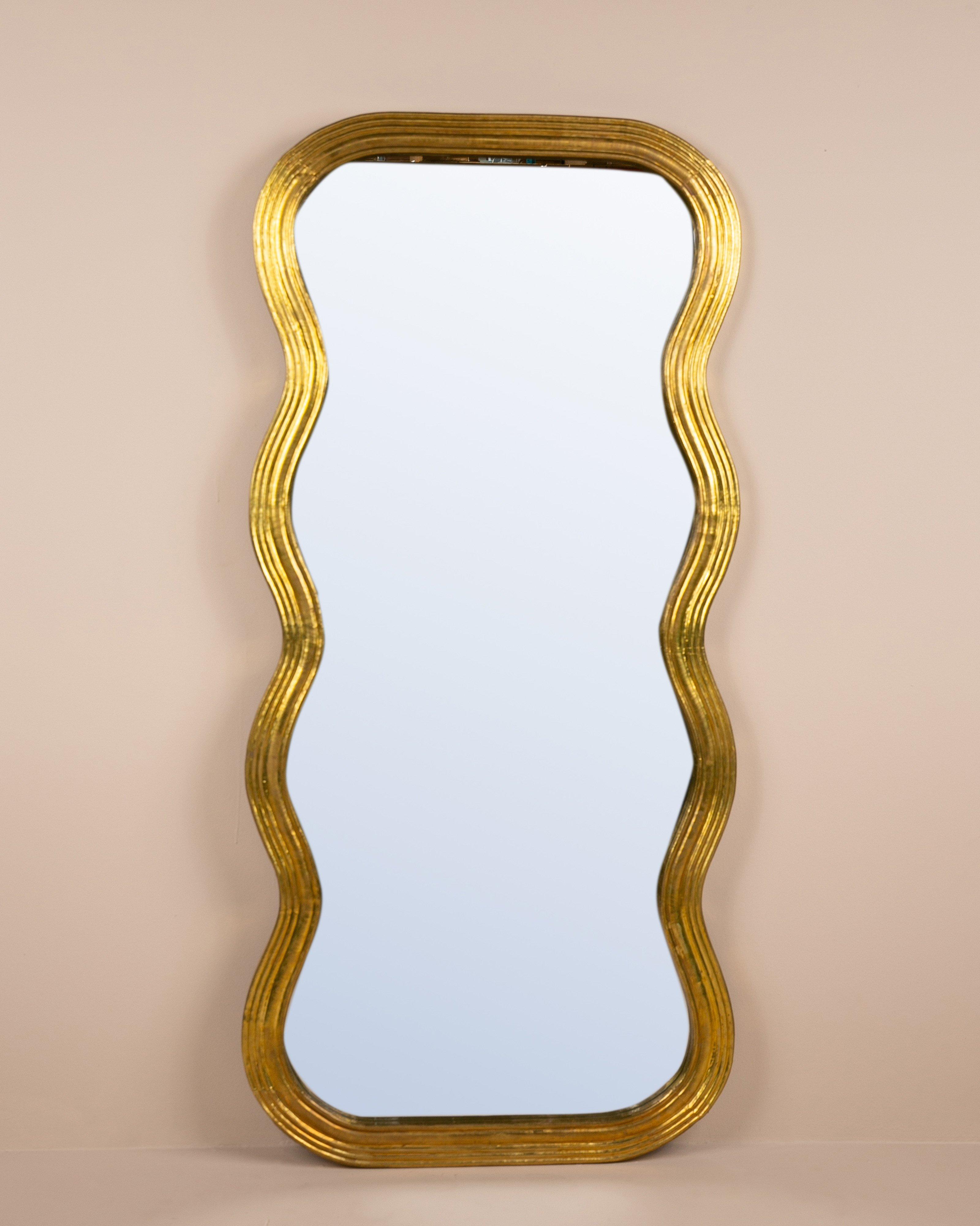 Kiley Brass Cladded Floor Length Mirror -  Gold