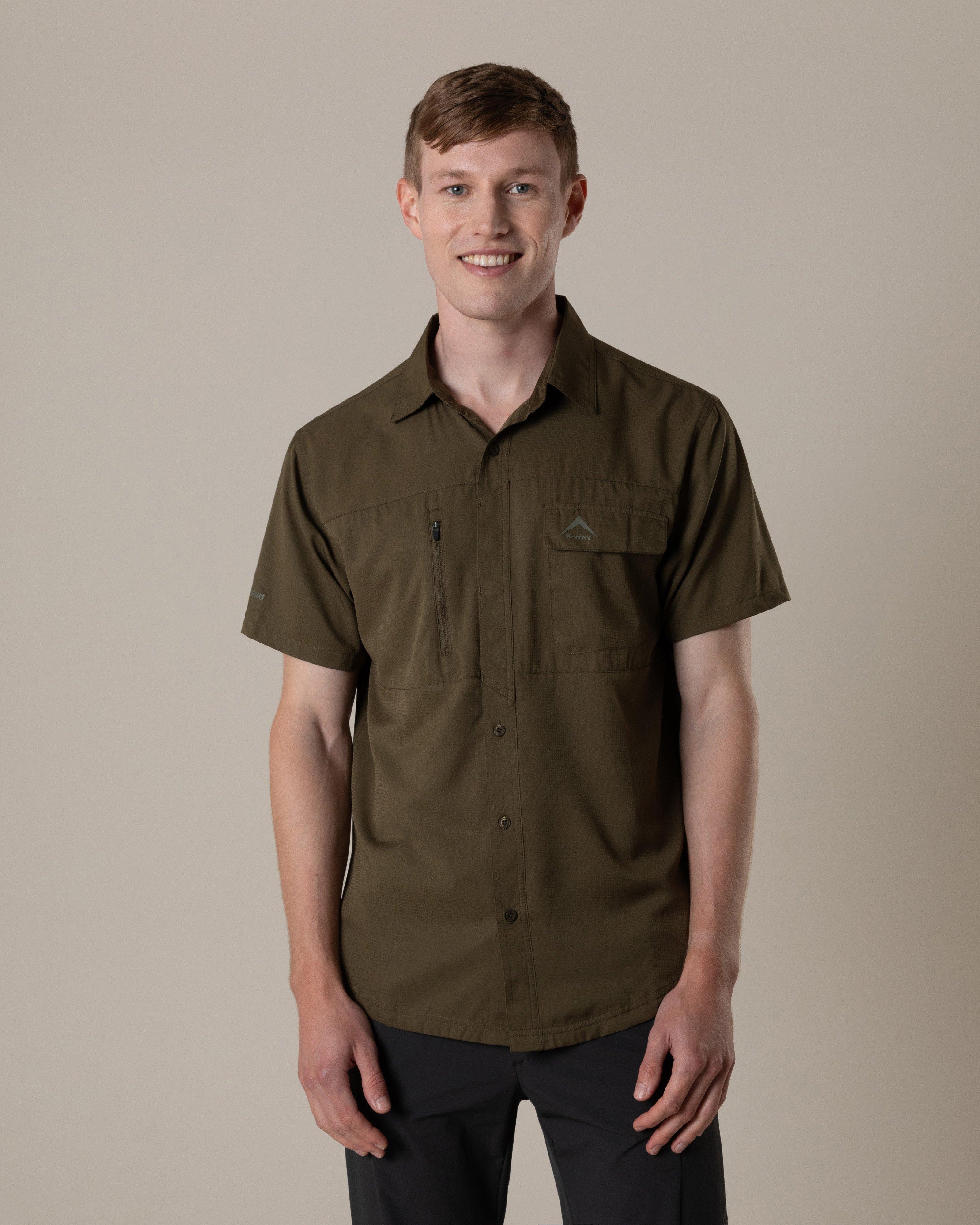 K-Way Men’s UV Guard Short Sleeve Tech Shirt -  Dark Olive