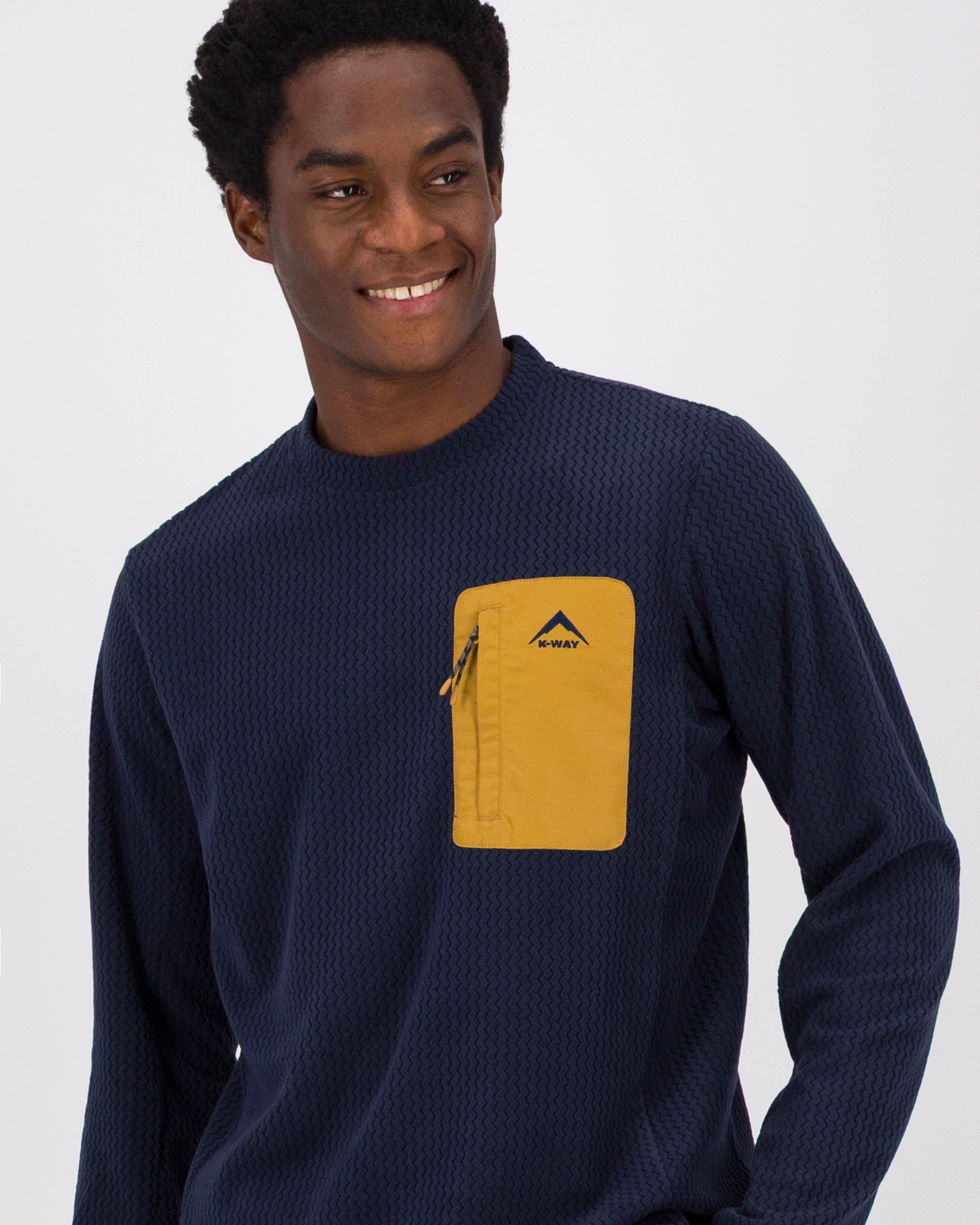 K-Way Men's Peak Crew Neck Fleece Top -  Navy