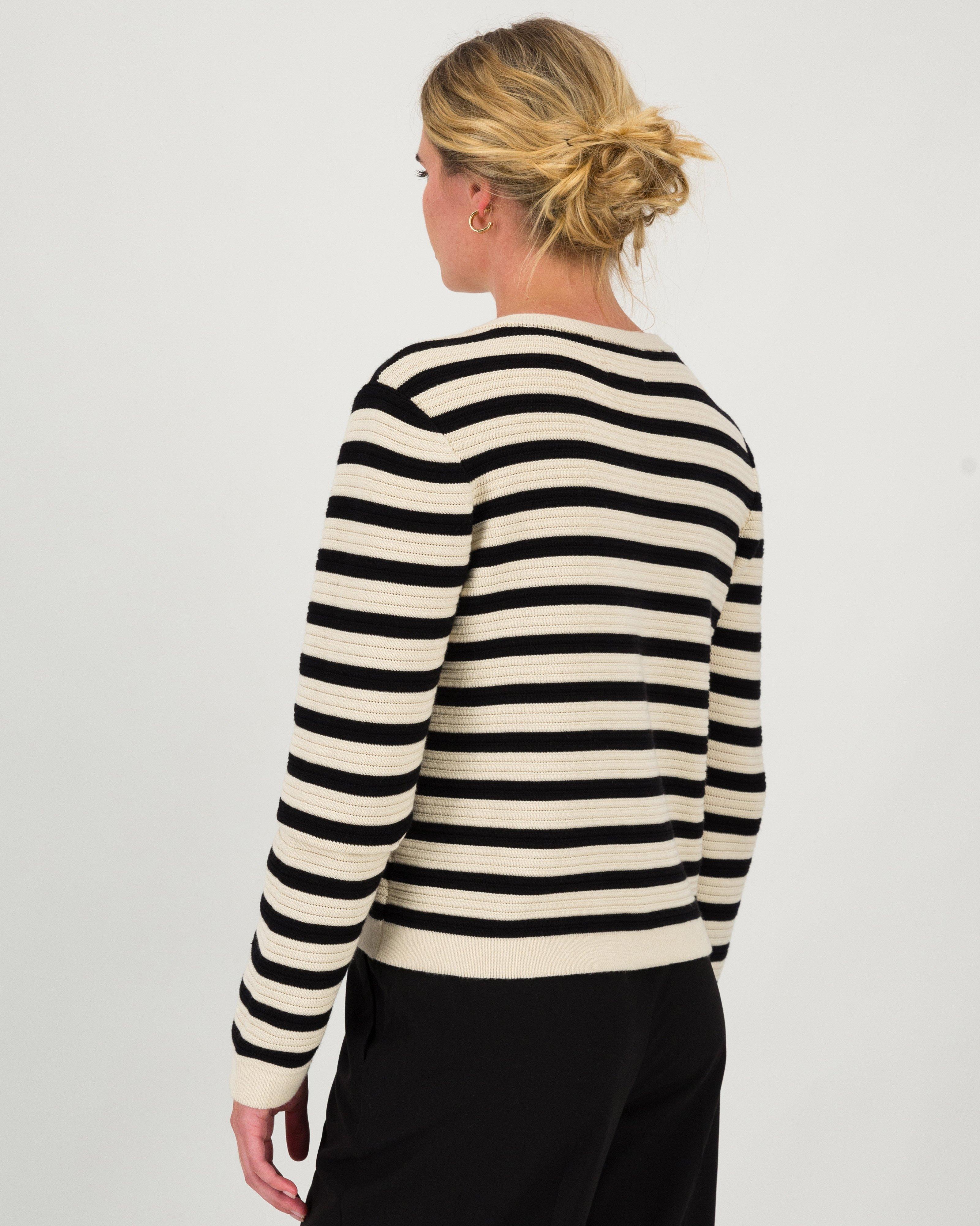  Women’s Coco Stripe Knit Cardigan  -  Black