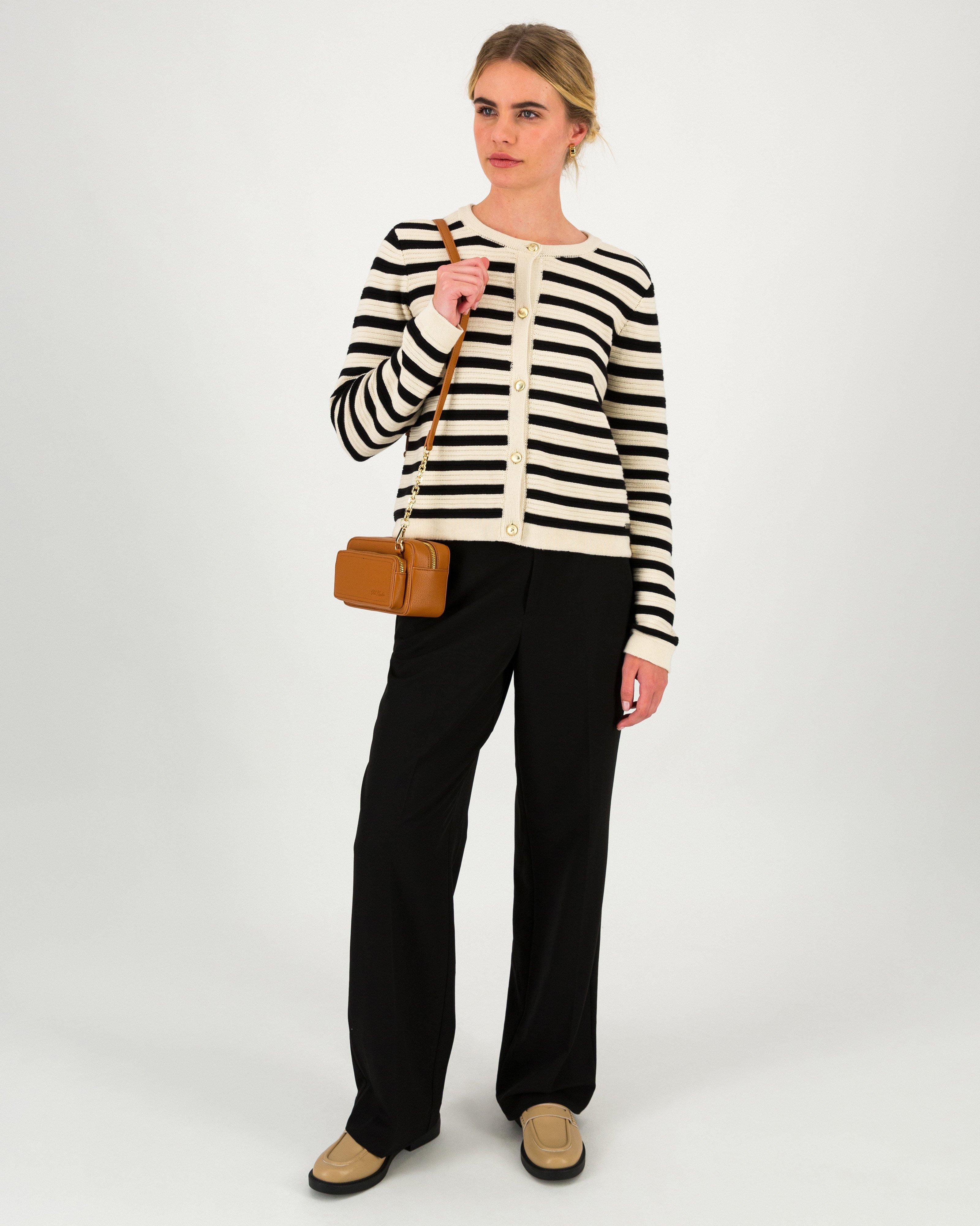  Women’s Coco Stripe Knit Cardigan  -  Black