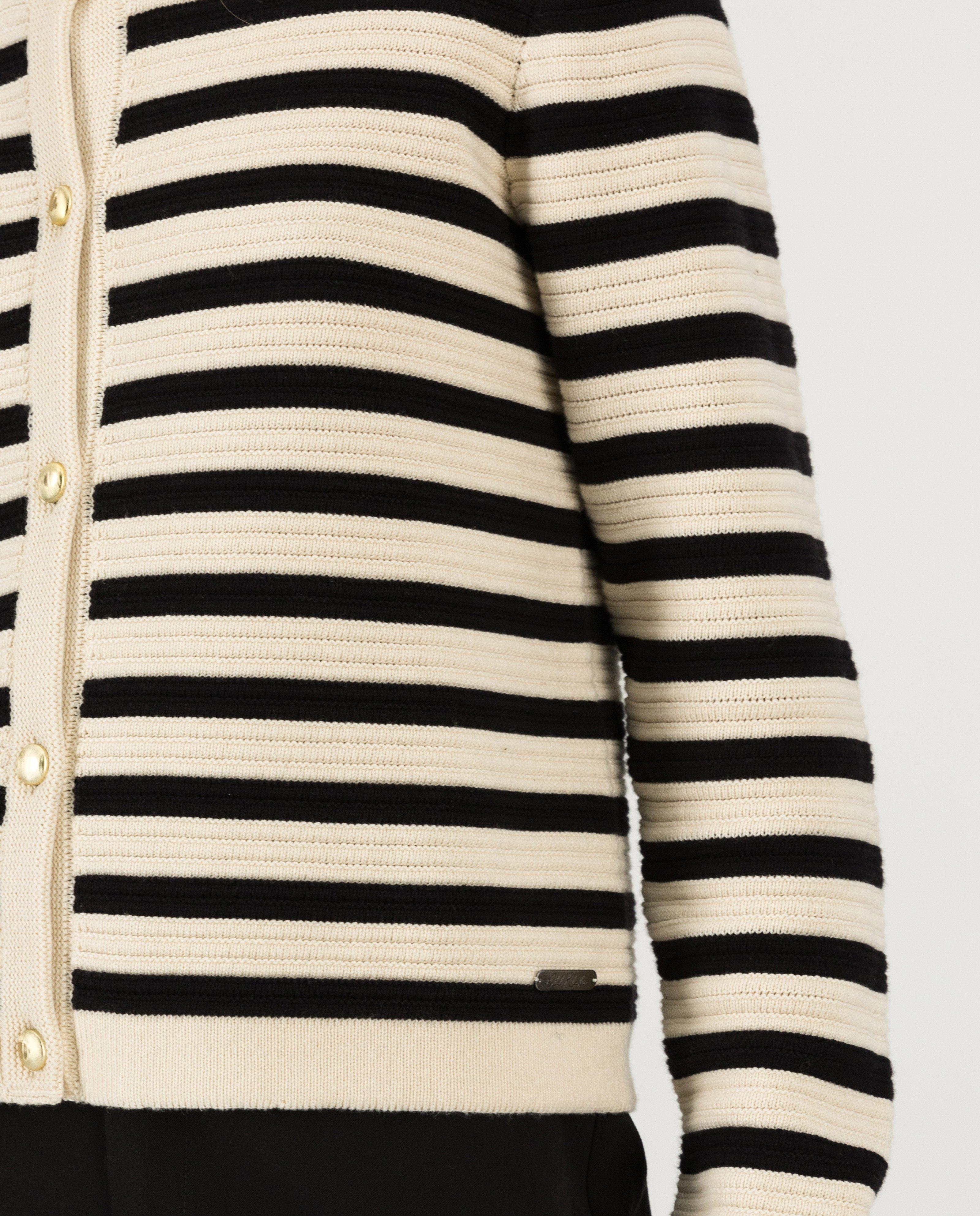  Women’s Coco Stripe Knit Cardigan  -  Black