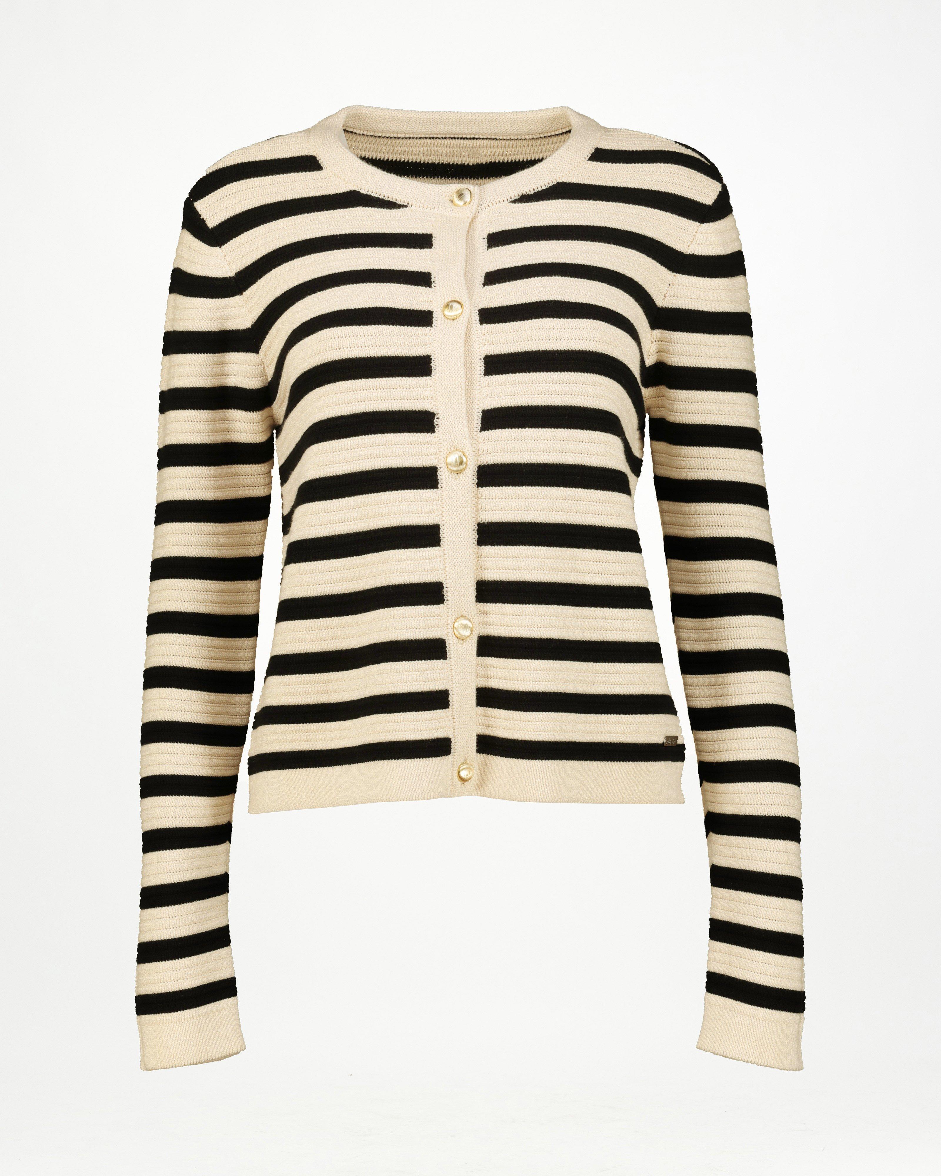  Women’s Coco Stripe Knit Cardigan  -  Black