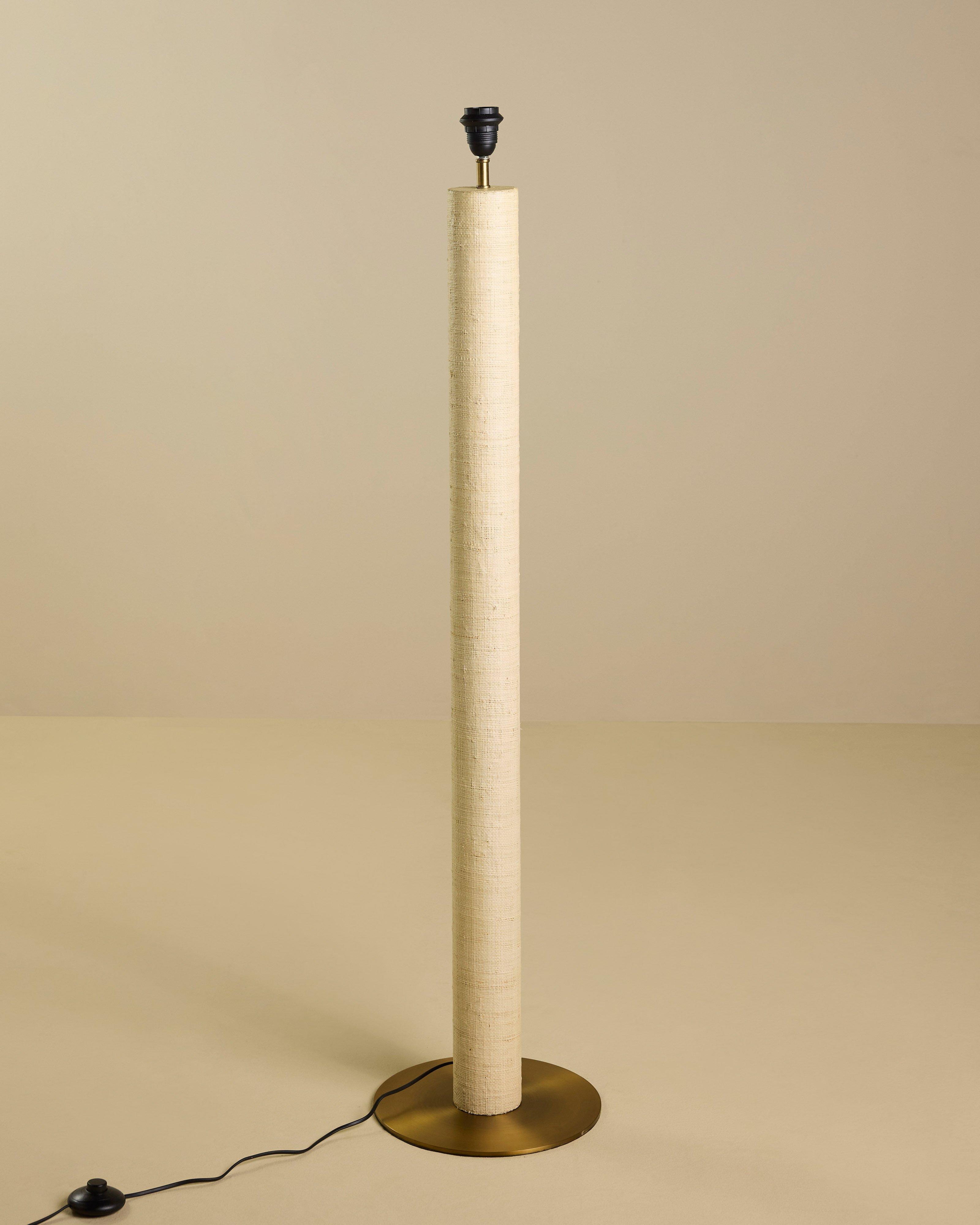 Raffia Wrapped Standing Lamp -  Brown