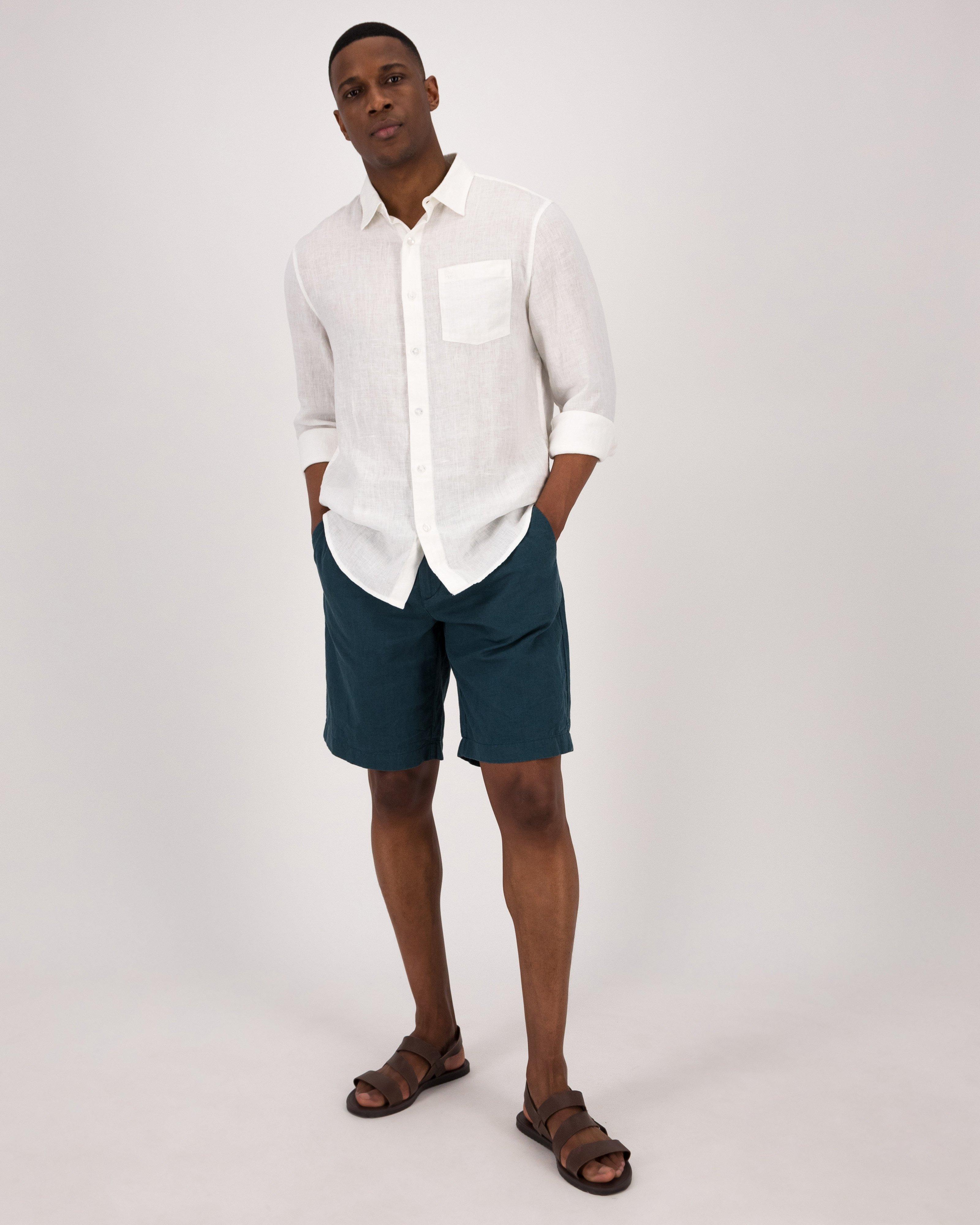  Old Khaki Men’s Lionel Linen Shorts -  Teal