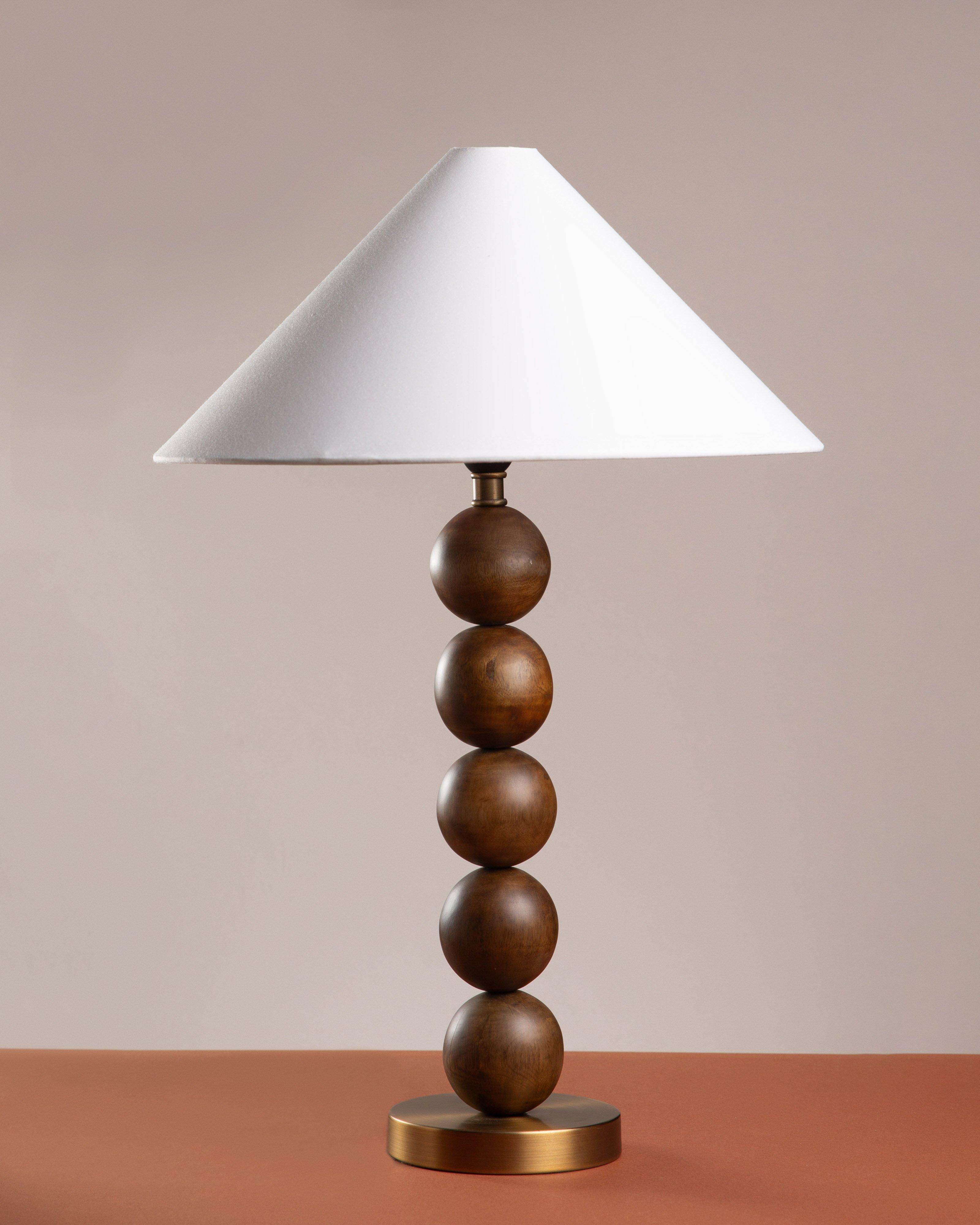 Wood Bobble Lamp -  Brown