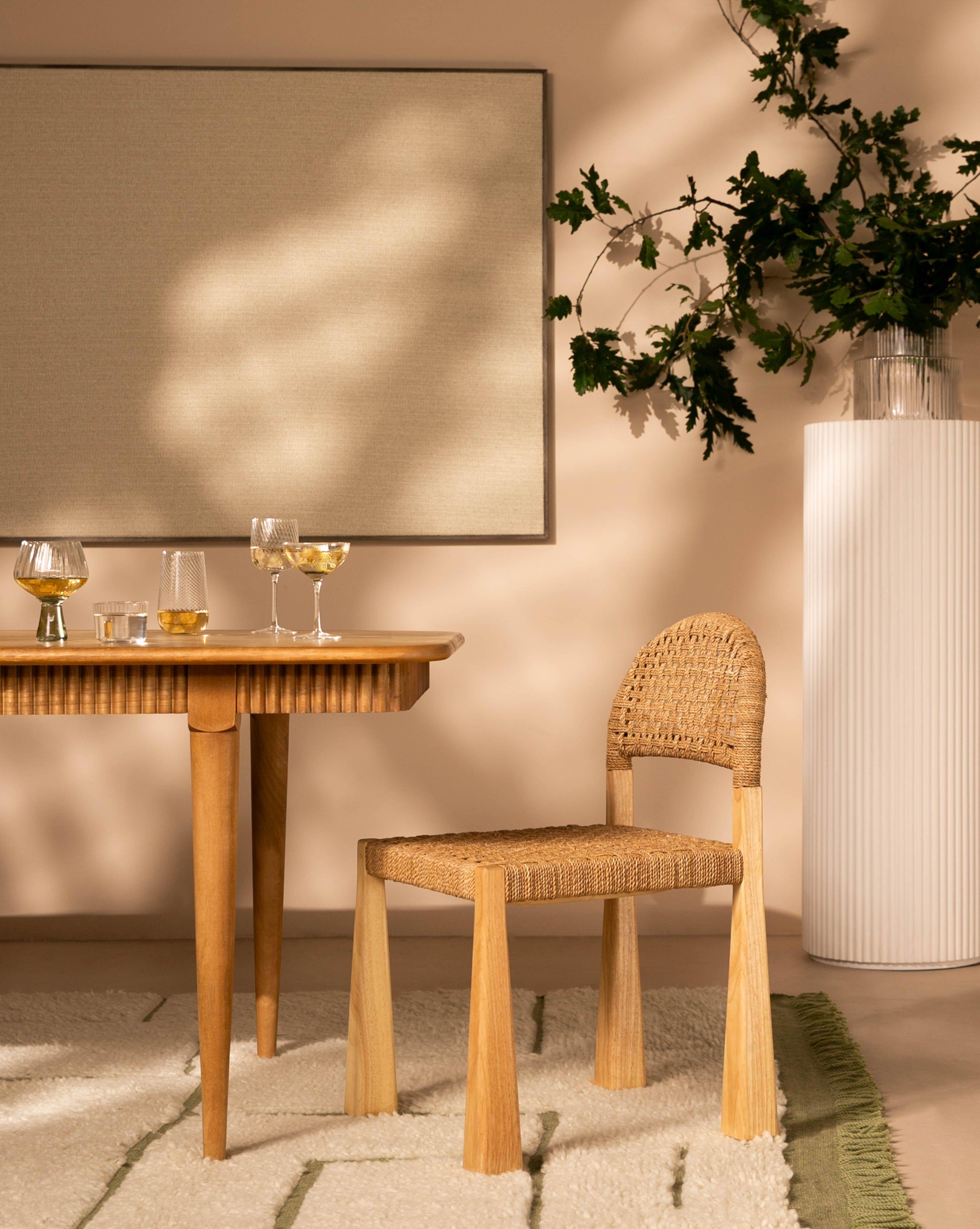 Woven Rope Dining Chair -  Brown