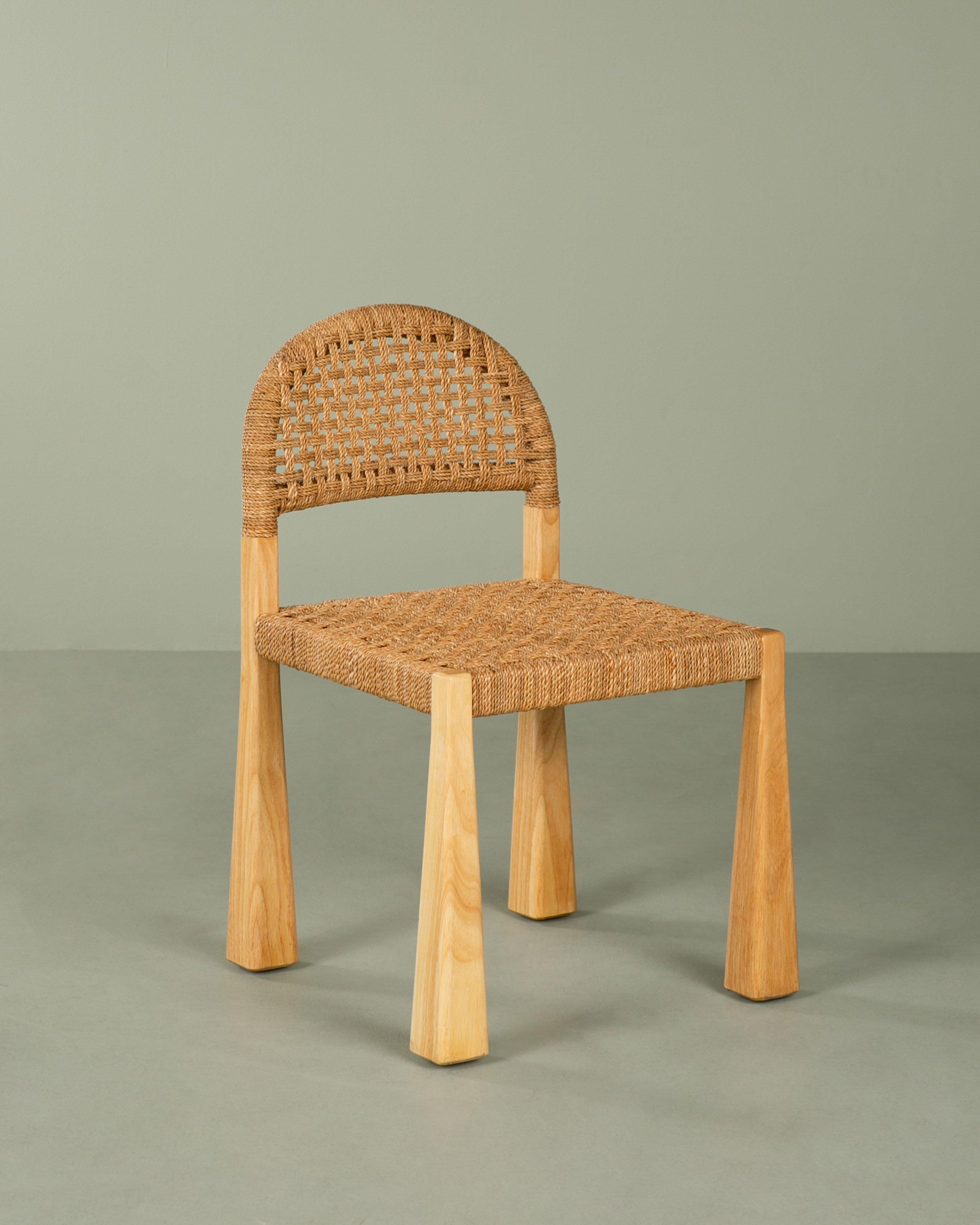 Woven Rope Dining Chair -  Brown