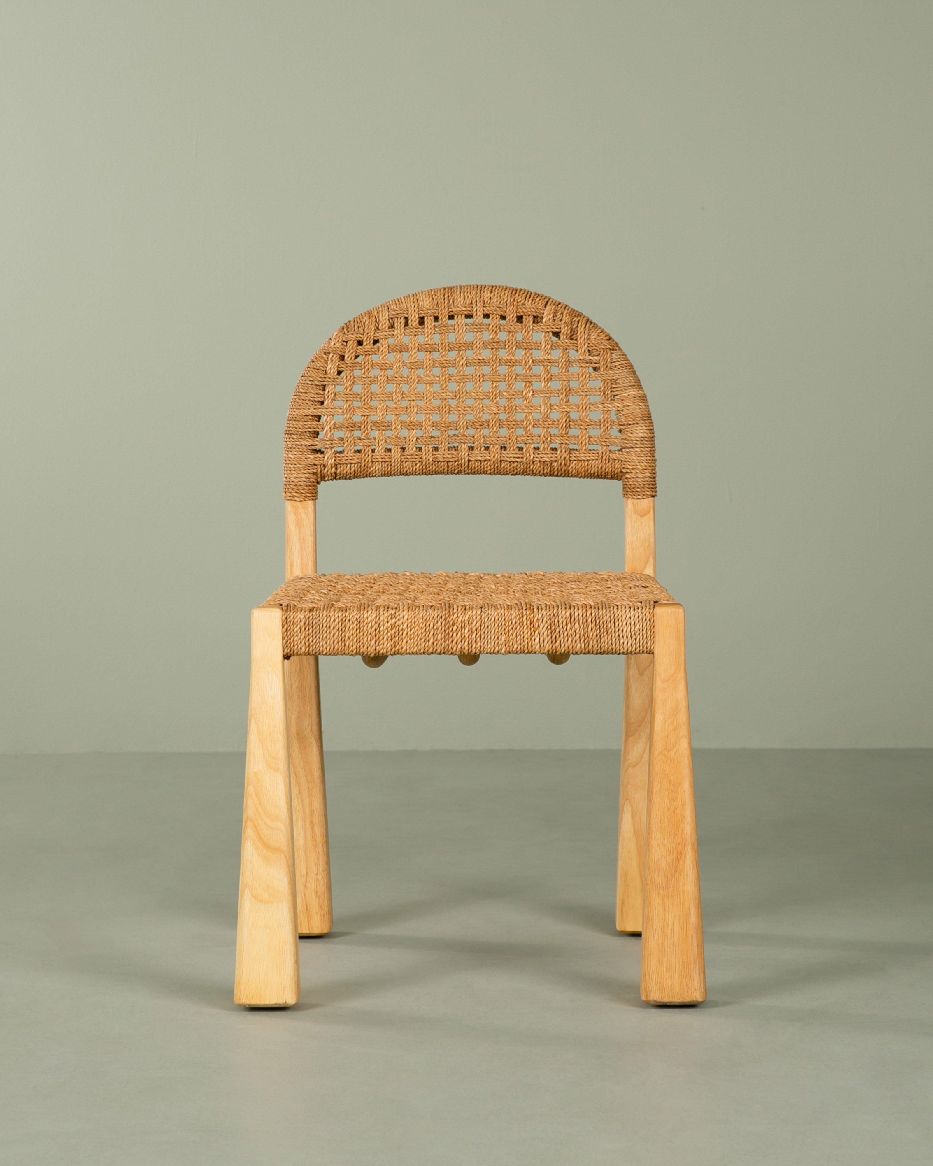 Woven Rope Dining Chair -  Brown