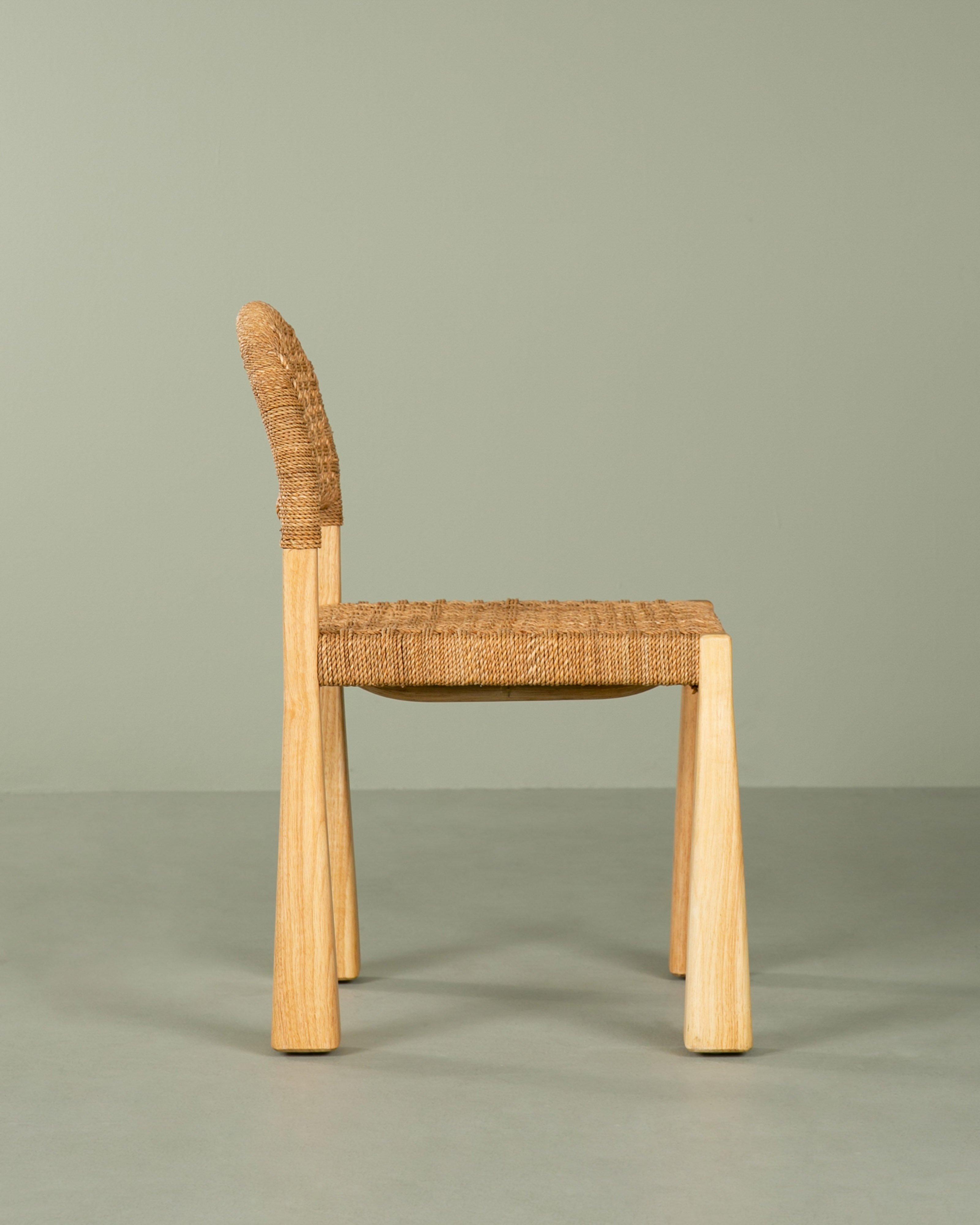 Woven Rope Dining Chair -  Brown