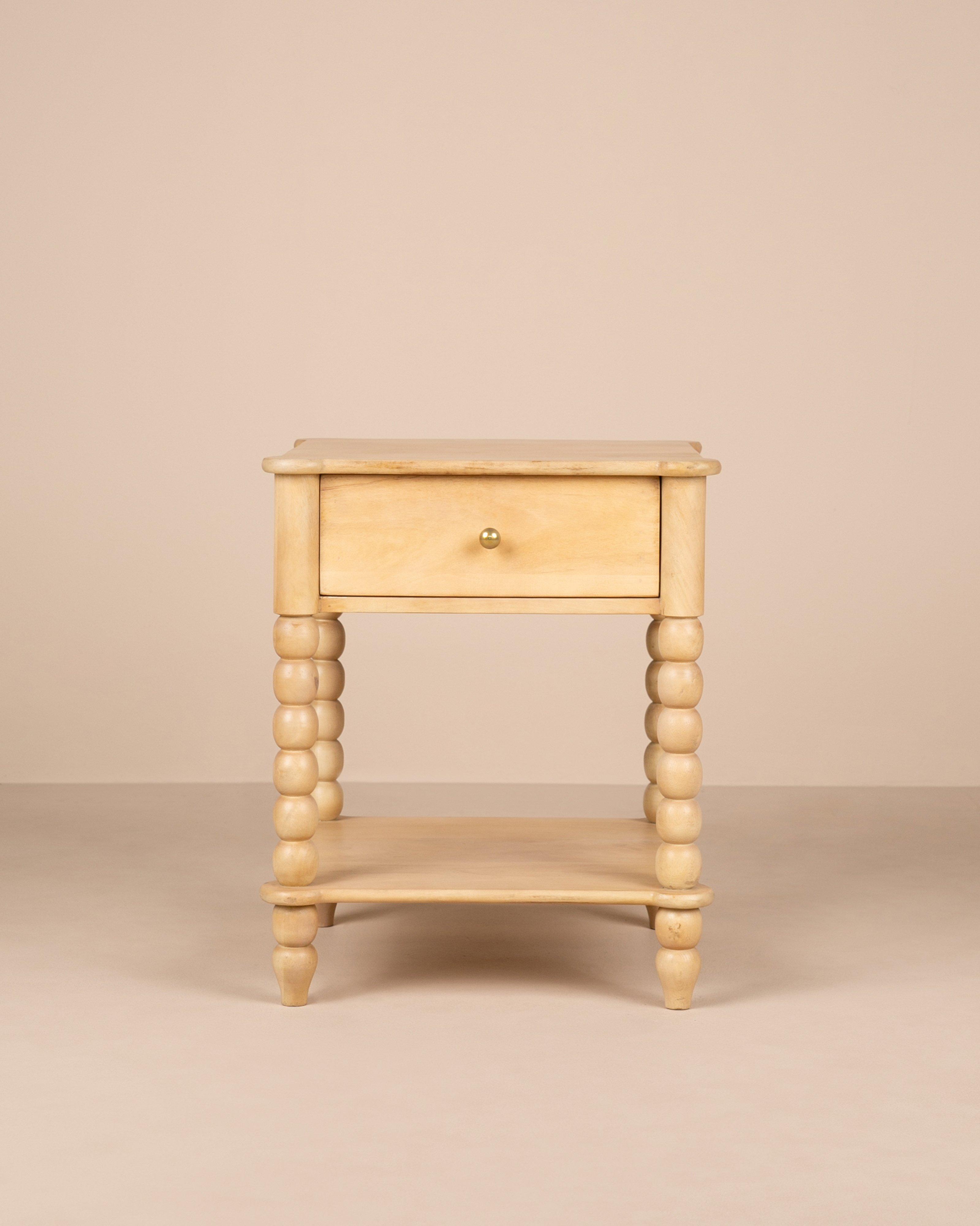 Bobbin Bedside Table -  Tan