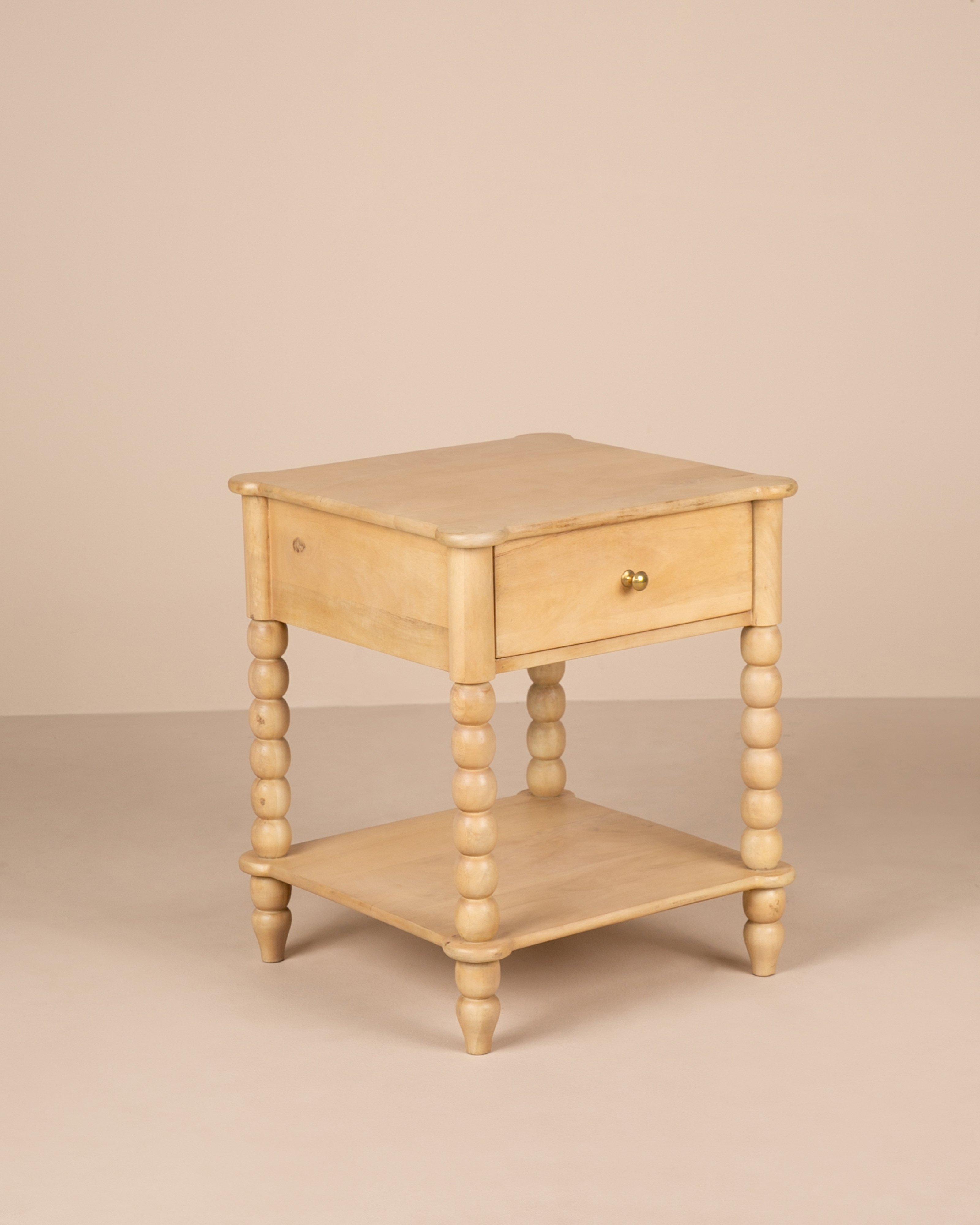 Bobbin Bedside Table -  Tan