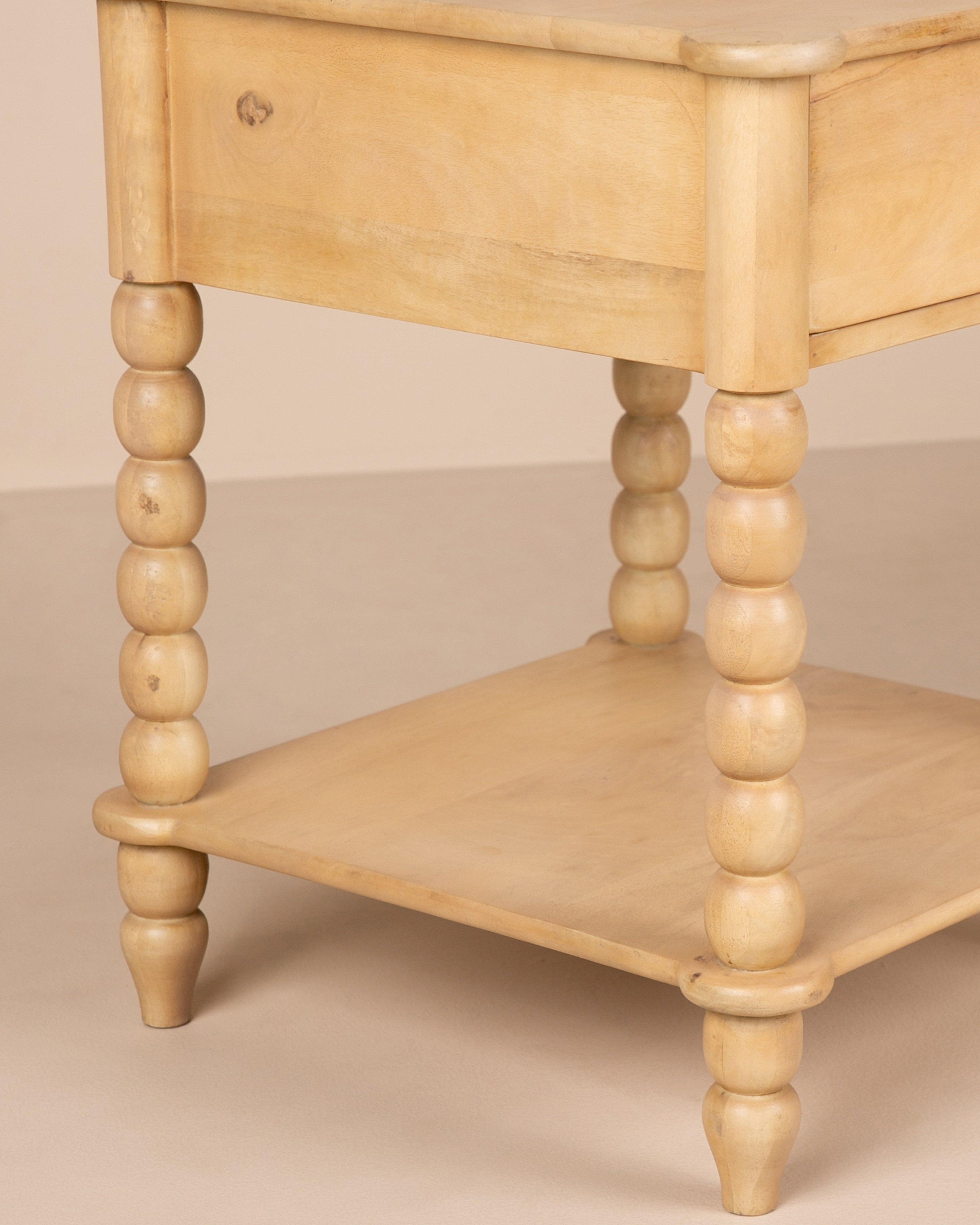 Bobbin Bedside Table -  Tan