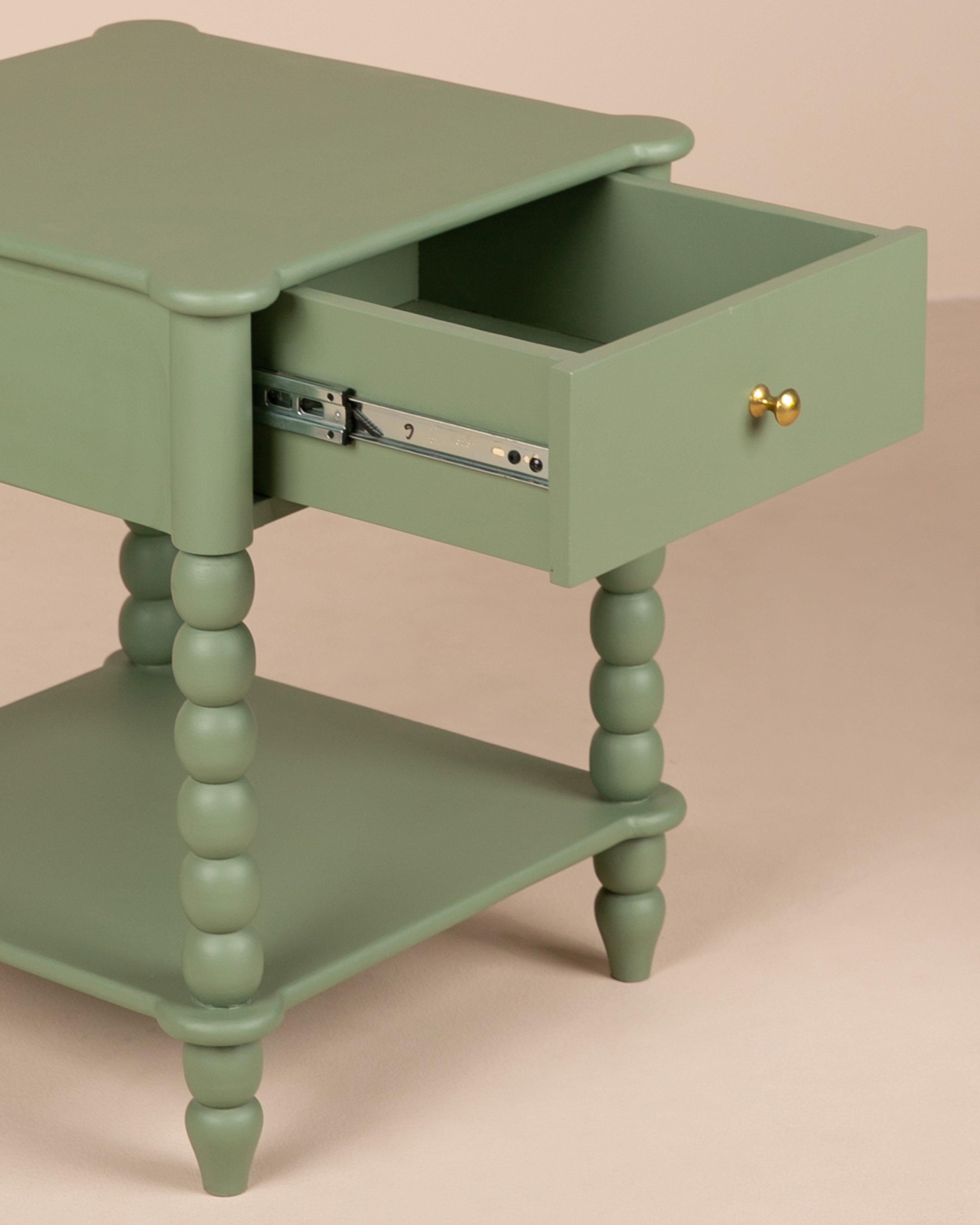 Bobbin Bedside Table -  Green