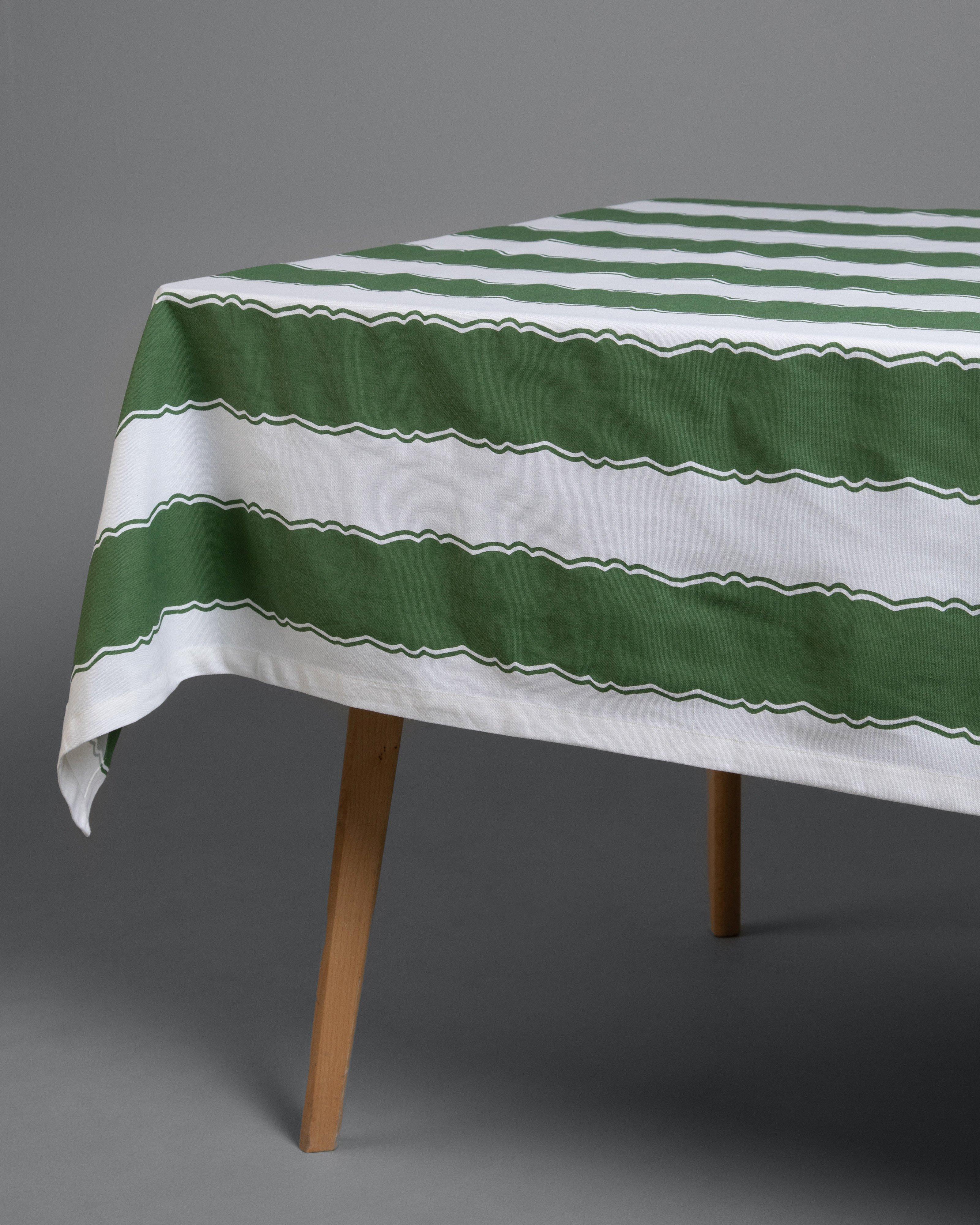 Winona Stripe Table Cloth -  Green