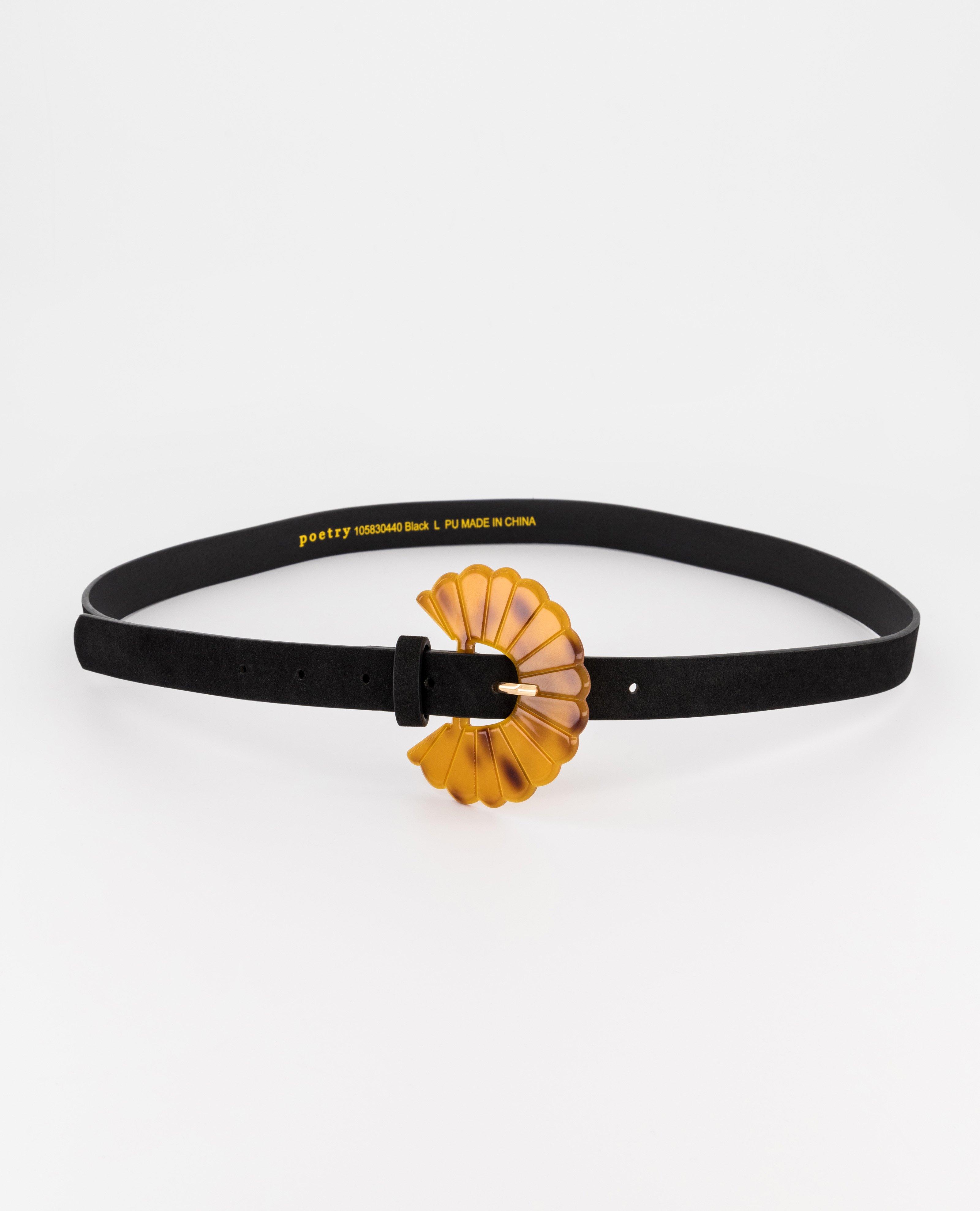 Femi Scalloped Acetate Buckle Belt -  Black
