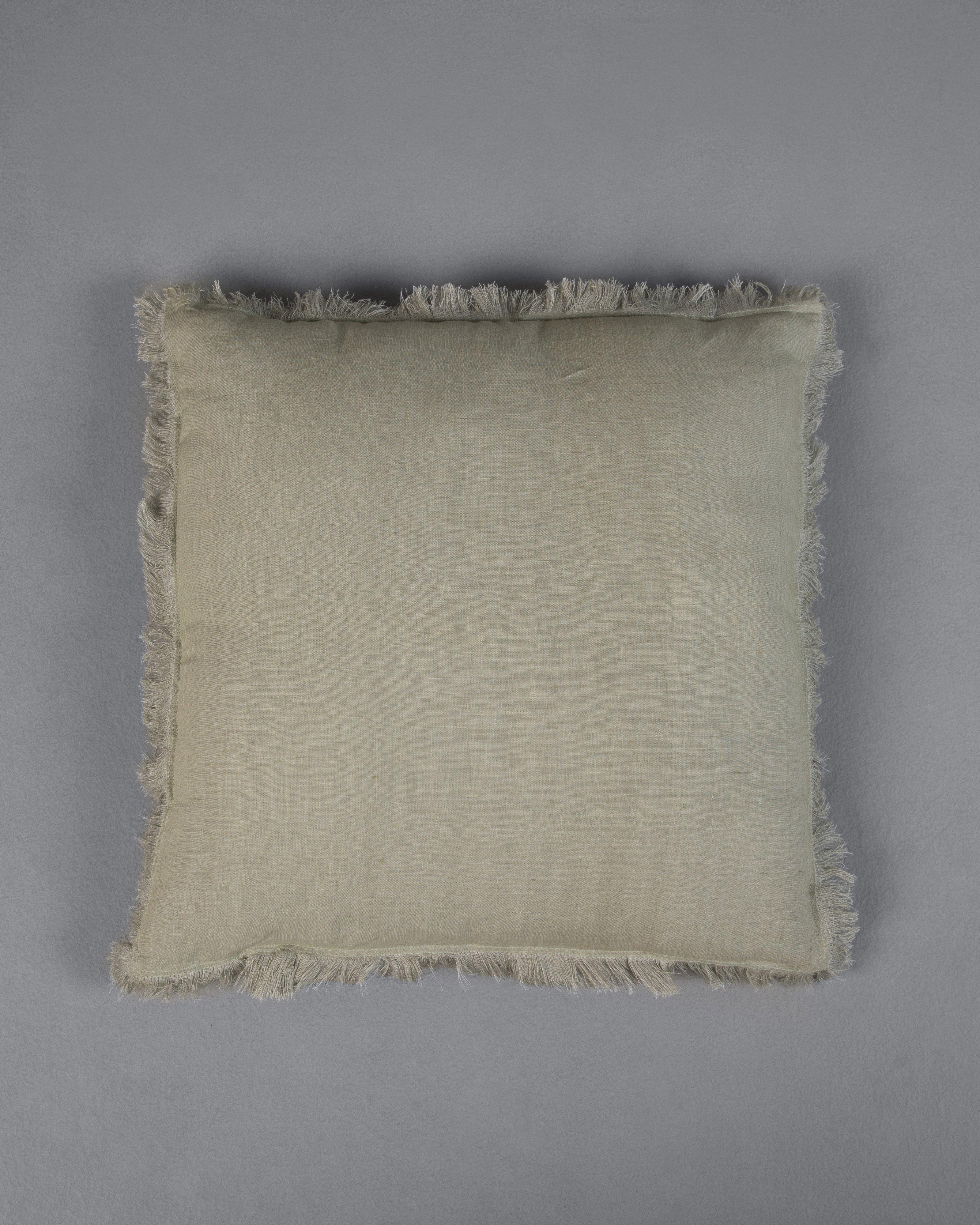 Tash Raw Edge Linen Cushion  -  Sage